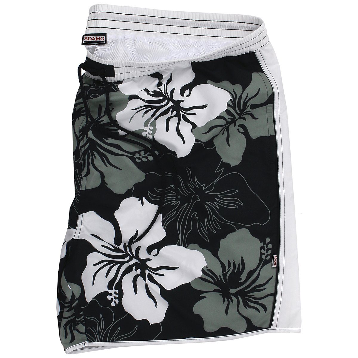 Badebermuda Elmar Blumenprint Übergrößen Badeshorts schwarz-weiß ADAMO Adamo