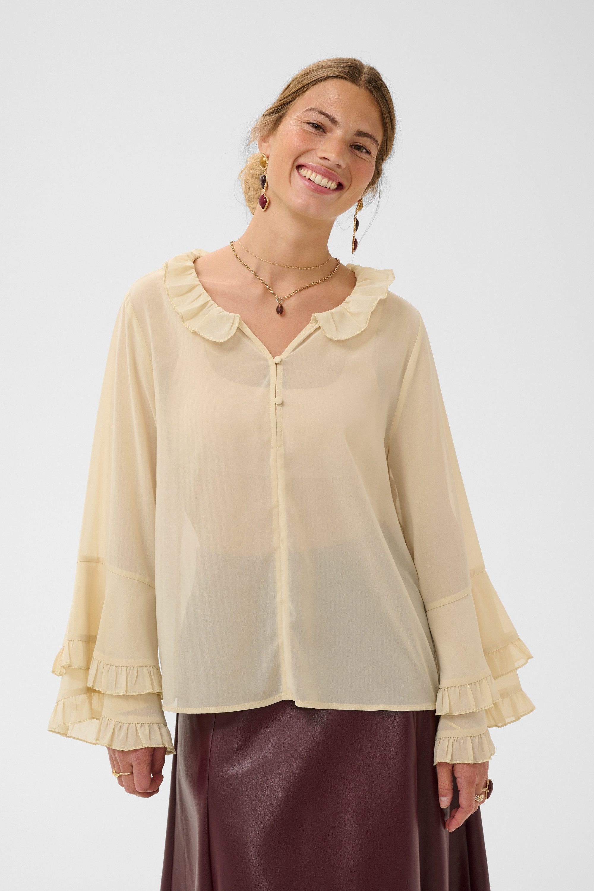 Cream Kurzarmbluse Bluse kurzarm CRFlouncy