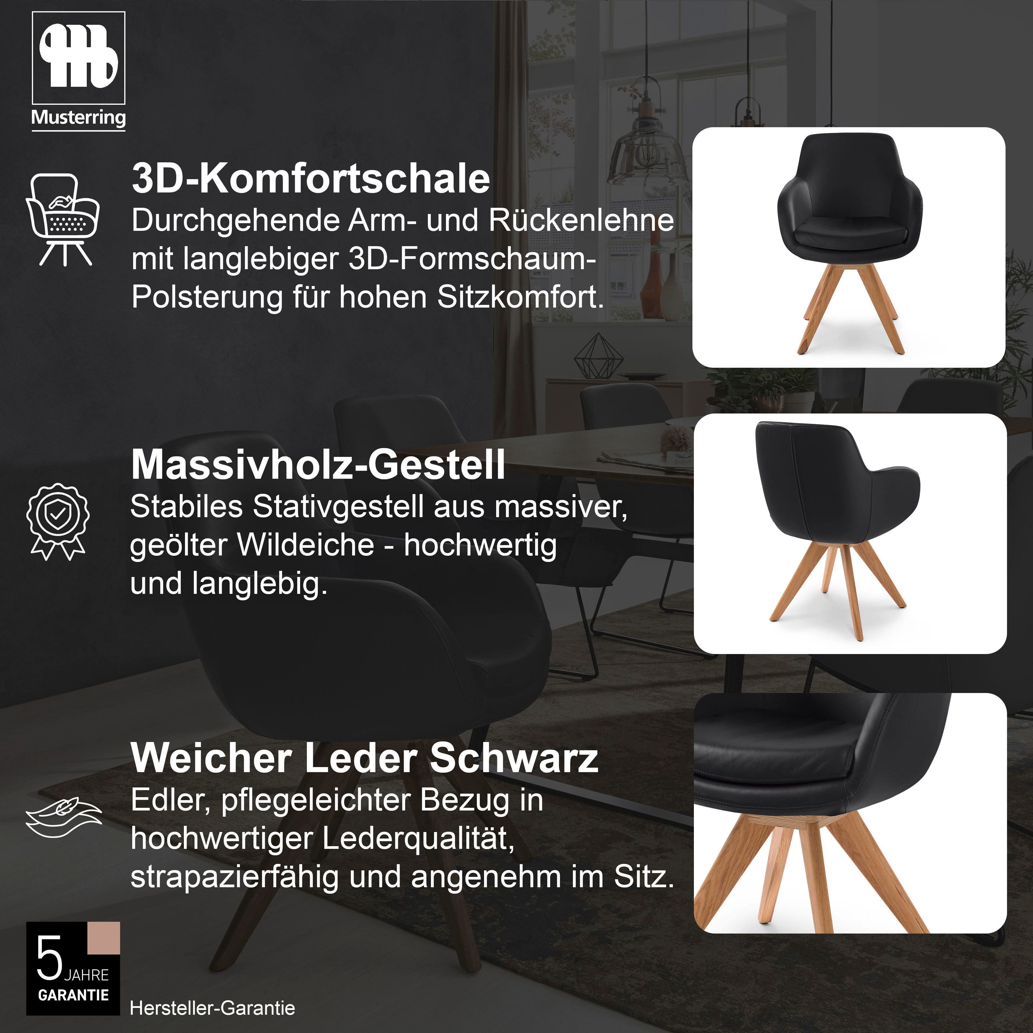 Musterring Esszimmerstuhl Tavia (Set, 2 St), Stativgestell Wildeiche massiv, Drehfunktion optional, diverse Farben