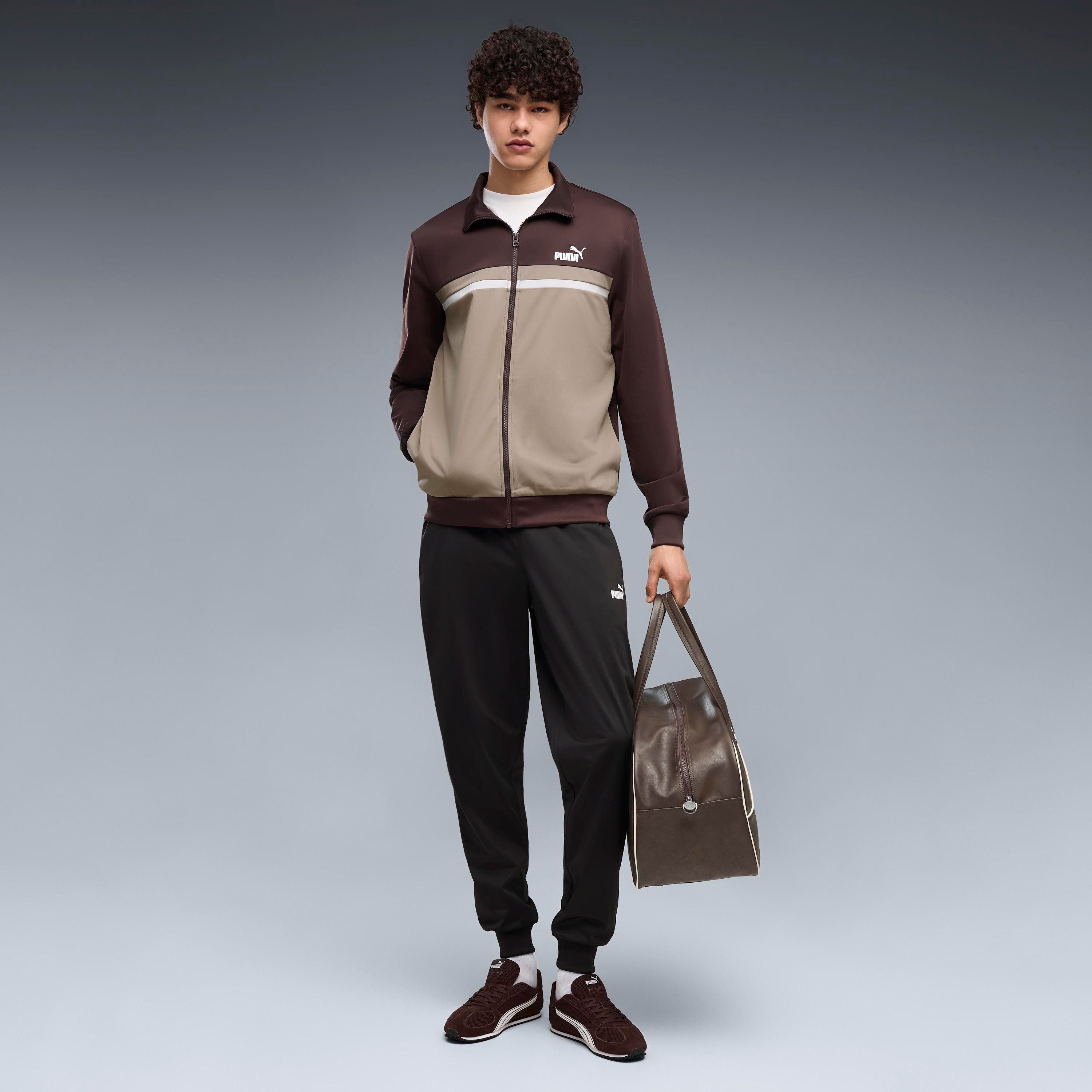 PUMA Trainingsanzug POLY COLORBLOCK SUIT (2-tlg), zweiteiliges Set, mit Reißverschluss am Oberteil, aus Polyester