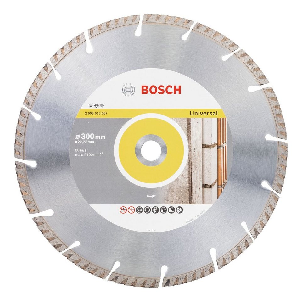 BOSCH Trennscheibe, Ø 300 mm, Standard for Universal Diamanttrennscheibe -  300 x 22,23 x 3,3 x 10, Materialeignung: Beton, Mauerwerk, Mörtel, Stein