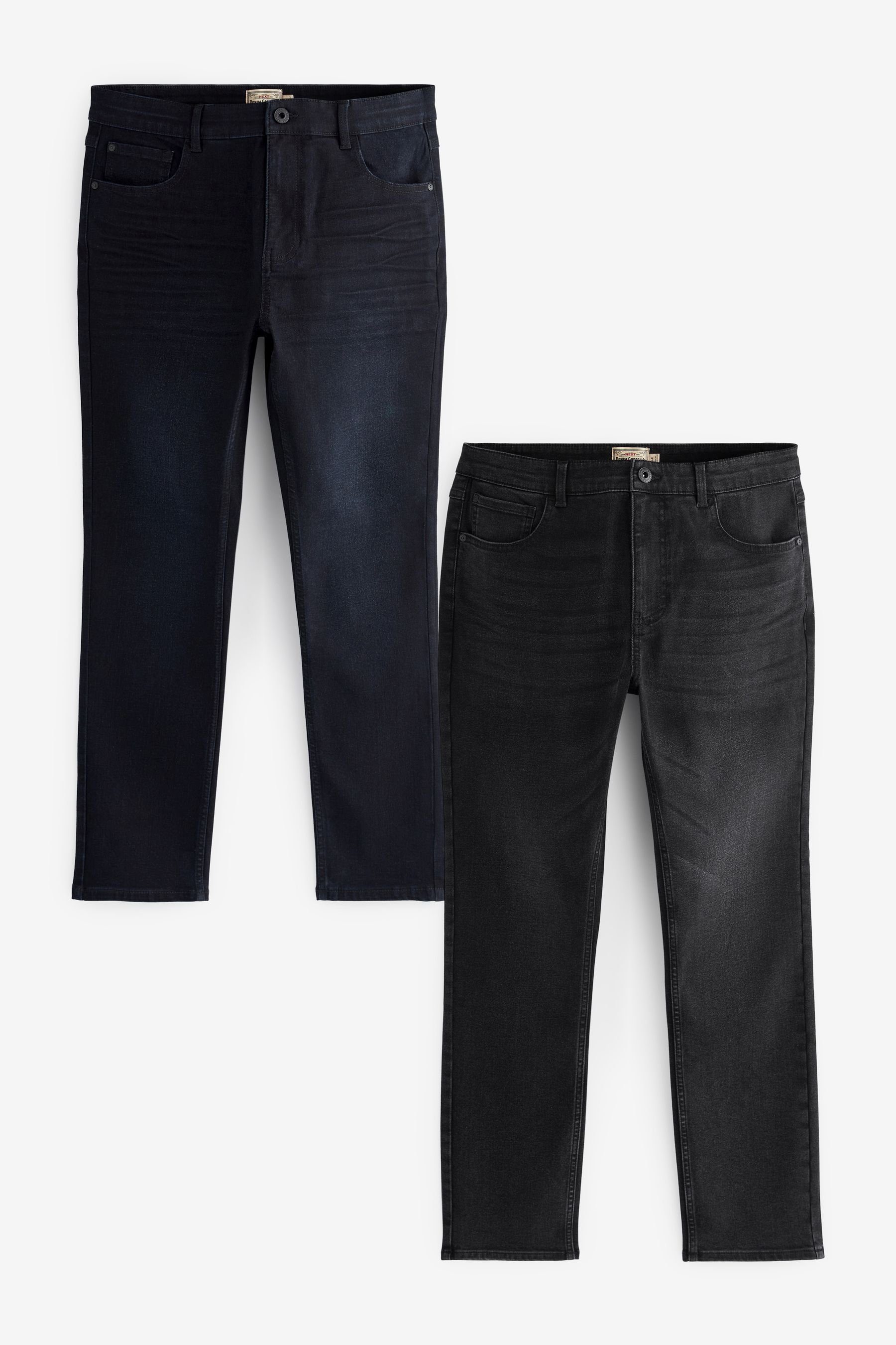 Next Slim-fit-Jeans Essential Slim Fit (2-tlg) Black/Dark Stretch-Jeans 2er-Pack im Blue