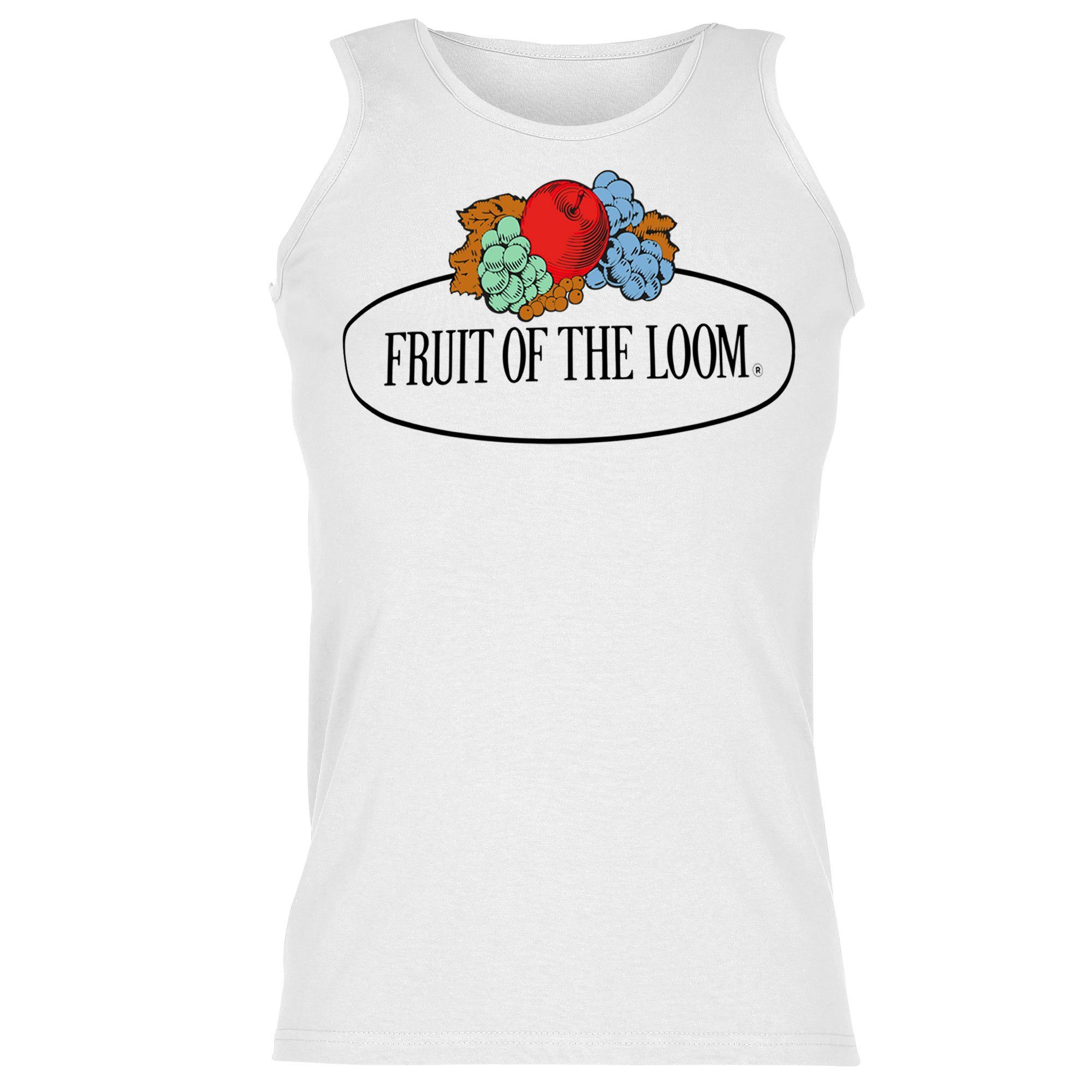 Fruit of Loom Rundhalsshirt √§rmelloses weiß mit Vintage-Logo T-Shirt the