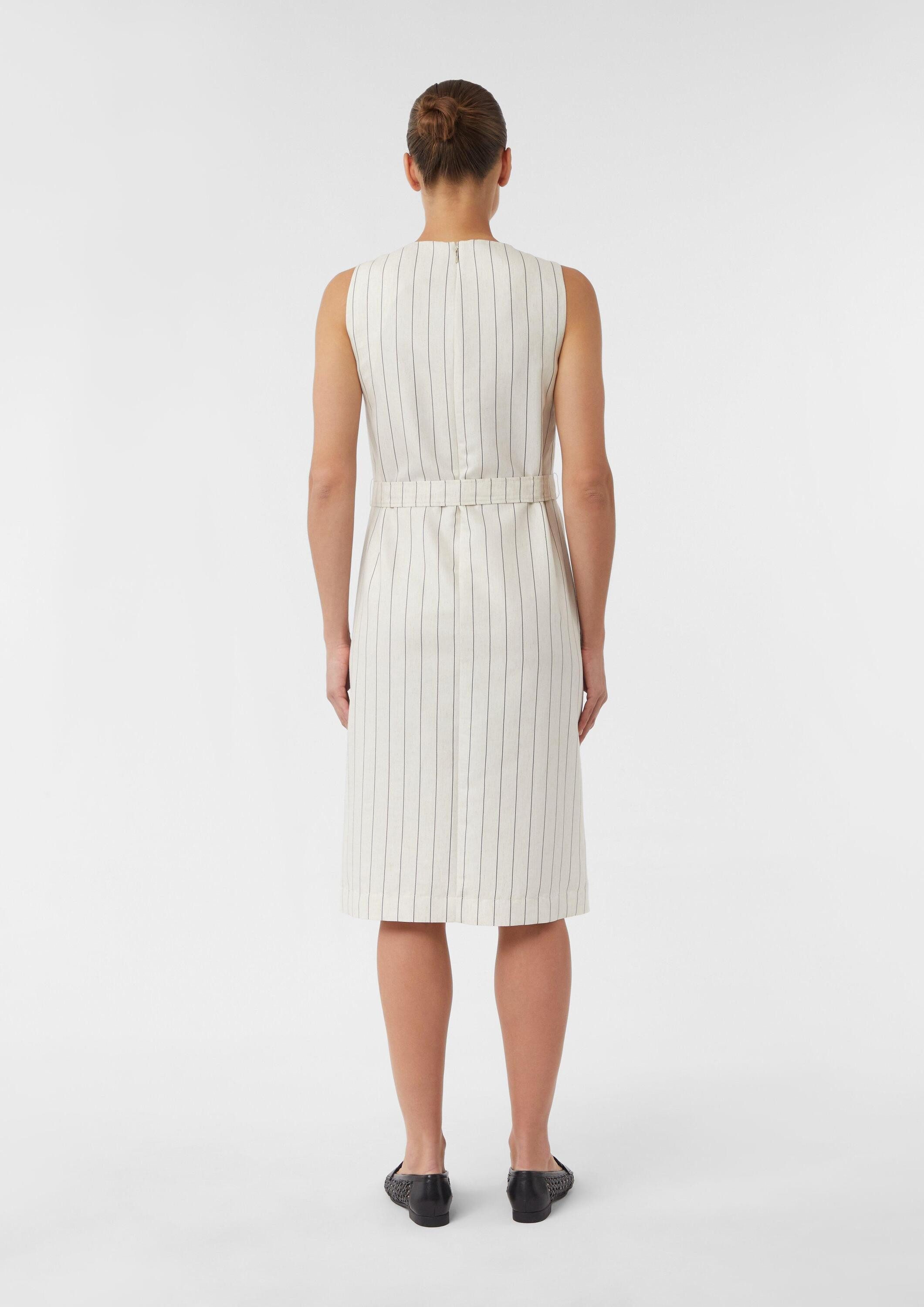 comma Midikleid Kleid Midikleid aus Leinenmix mit aufgesetzten Taschen