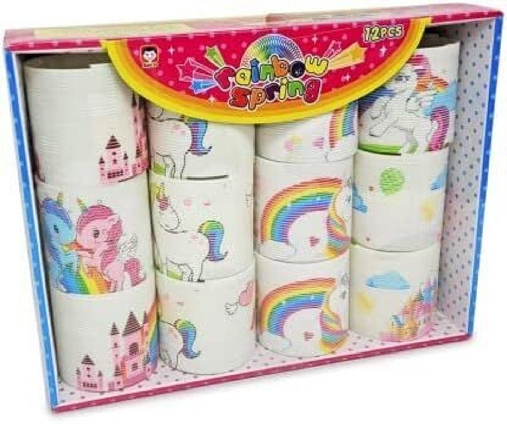 Landahl & Baumann Motorikschleife Regenbogenspirale Einhorn 6.5x6.4cm, Spirale, Treppenläufer, (12-tlg), Kindegeburtstag Mitgebsel - Give Away Party - Bastelartikel
