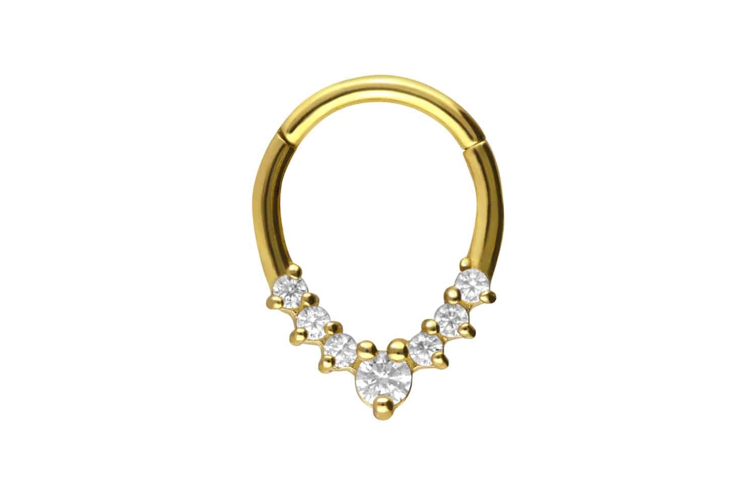 Nasenpiercing Chirurgenstahl Segmentring Clicker TROPFEN + 7 KRISTALLE Ohrpiercing