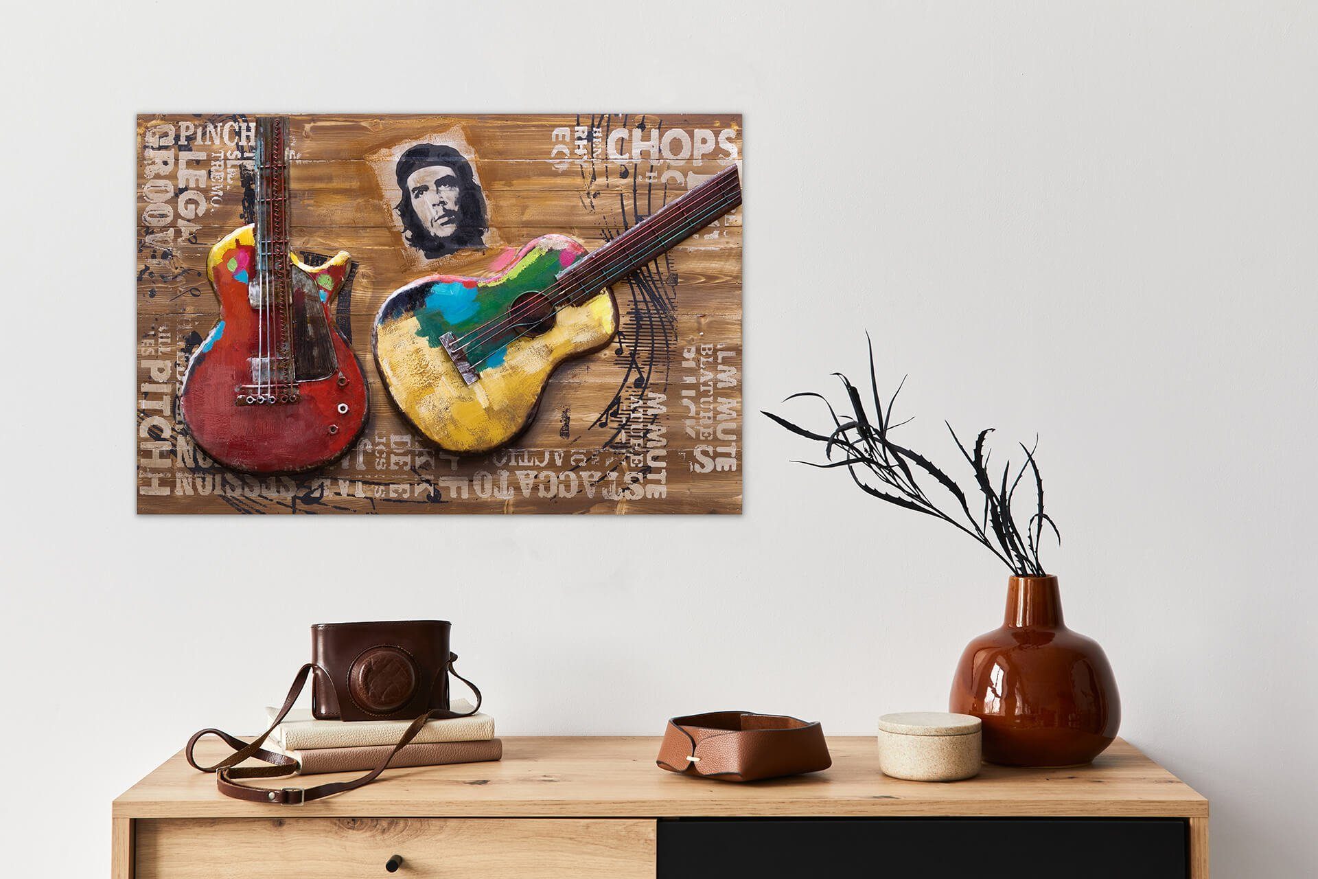 handgefertiges Wandbild cm, Holzbild aus Holz KUNSTLOFT Kubanische 90x60 Klänge