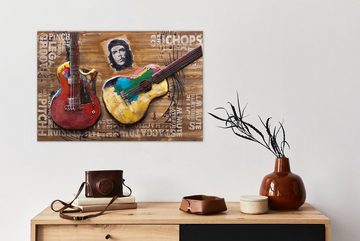 KUNSTLOFT Holzbild Kubanische Klänge 90x60 cm, handgefertiges Wandbild aus Holz