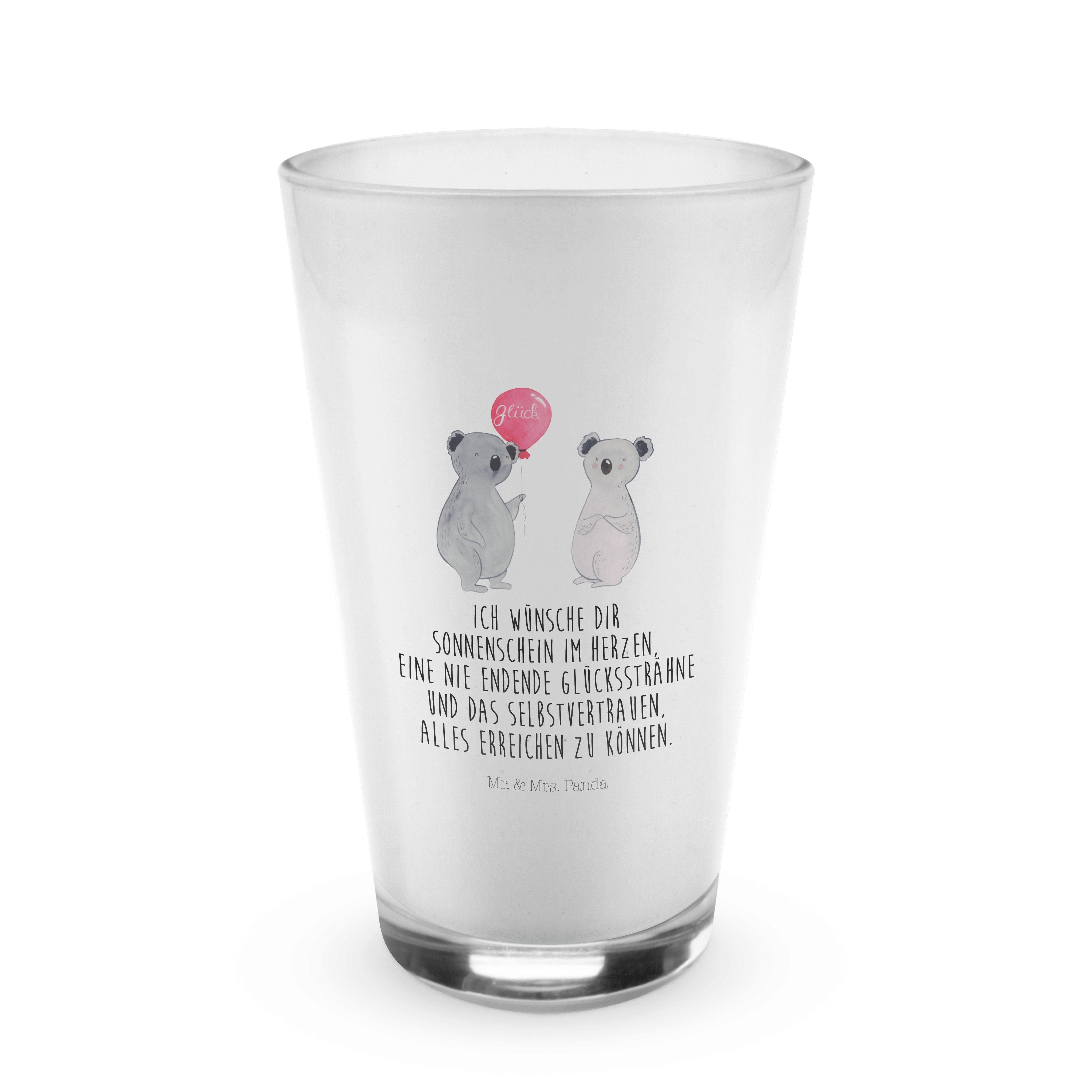 Mr. & Mrs. Panda Glas Koala Luftballon - Transparent - Geschenk, Geburtstag, Latte Macchiat, Premium Glas