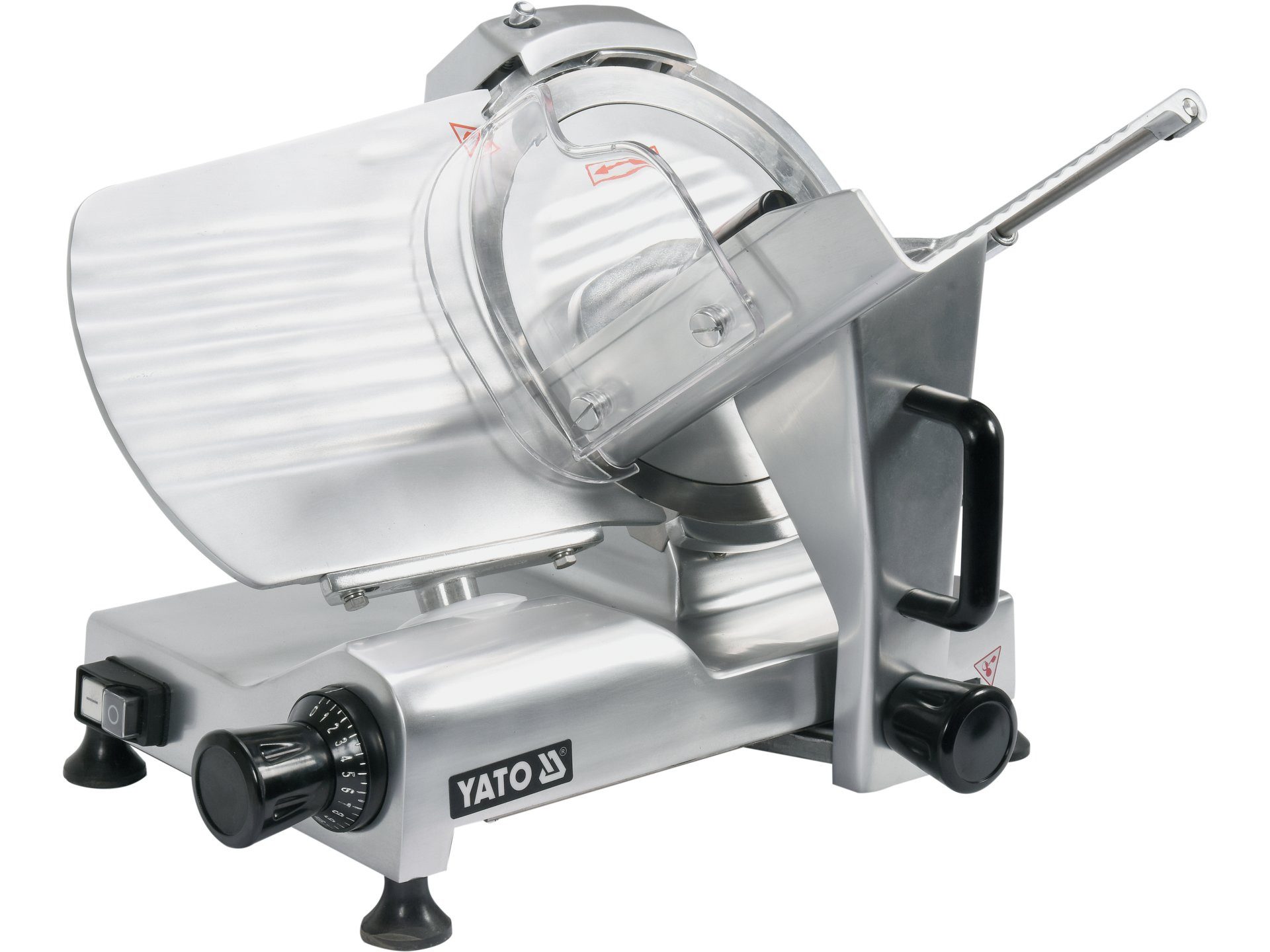 Yato Wurstschneider Gastro Aufschnittmaschine 250 mm, eloxiert, Schleifvorrichtung, Profigerät