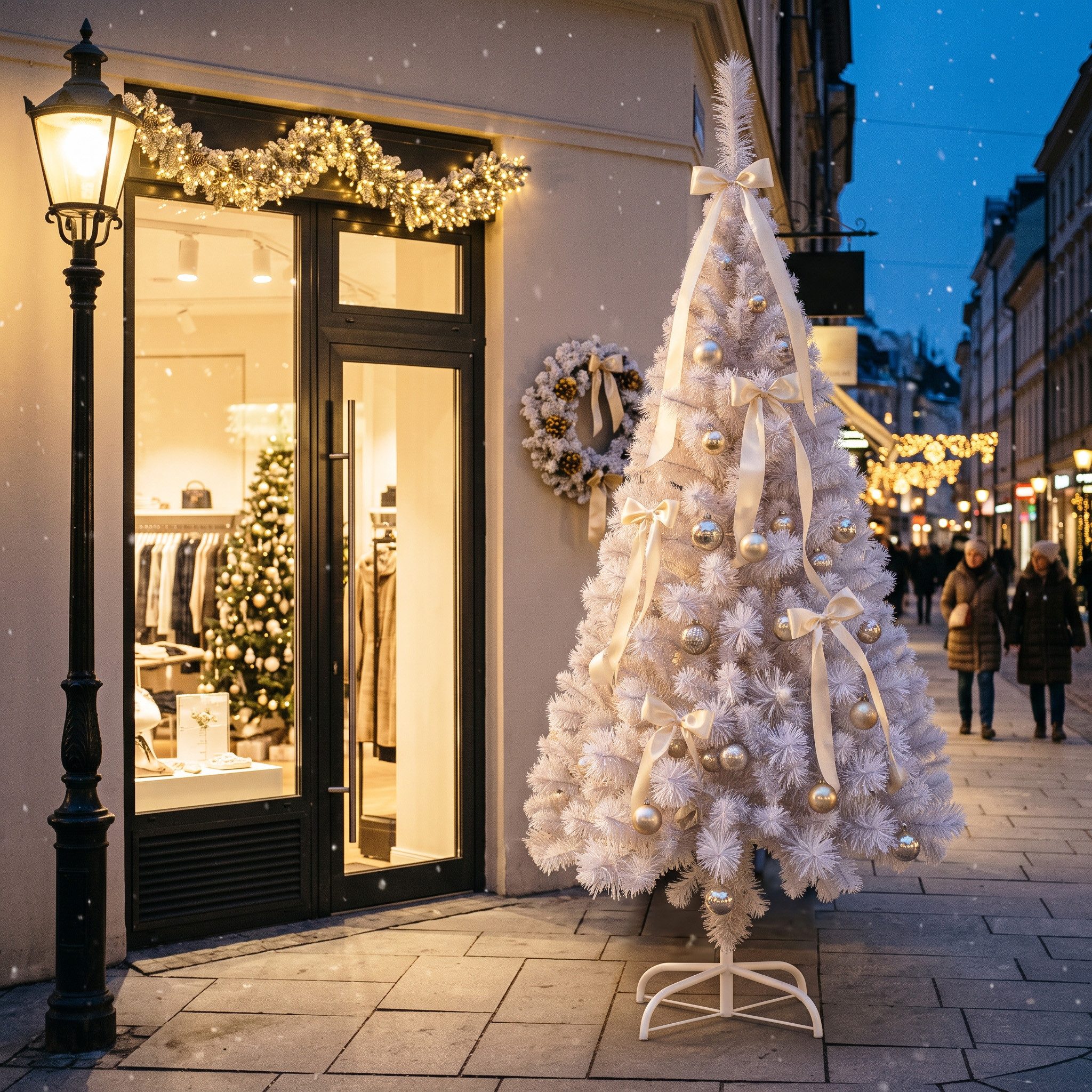 FIVMEN Künstlicher Weihnachtsbaum Weiß PVC mit Ständer, Weihnachtsdekoration, Weihnachtsbaum, Elegant Stilvolle Dekoration für festliche Atmosphäre
