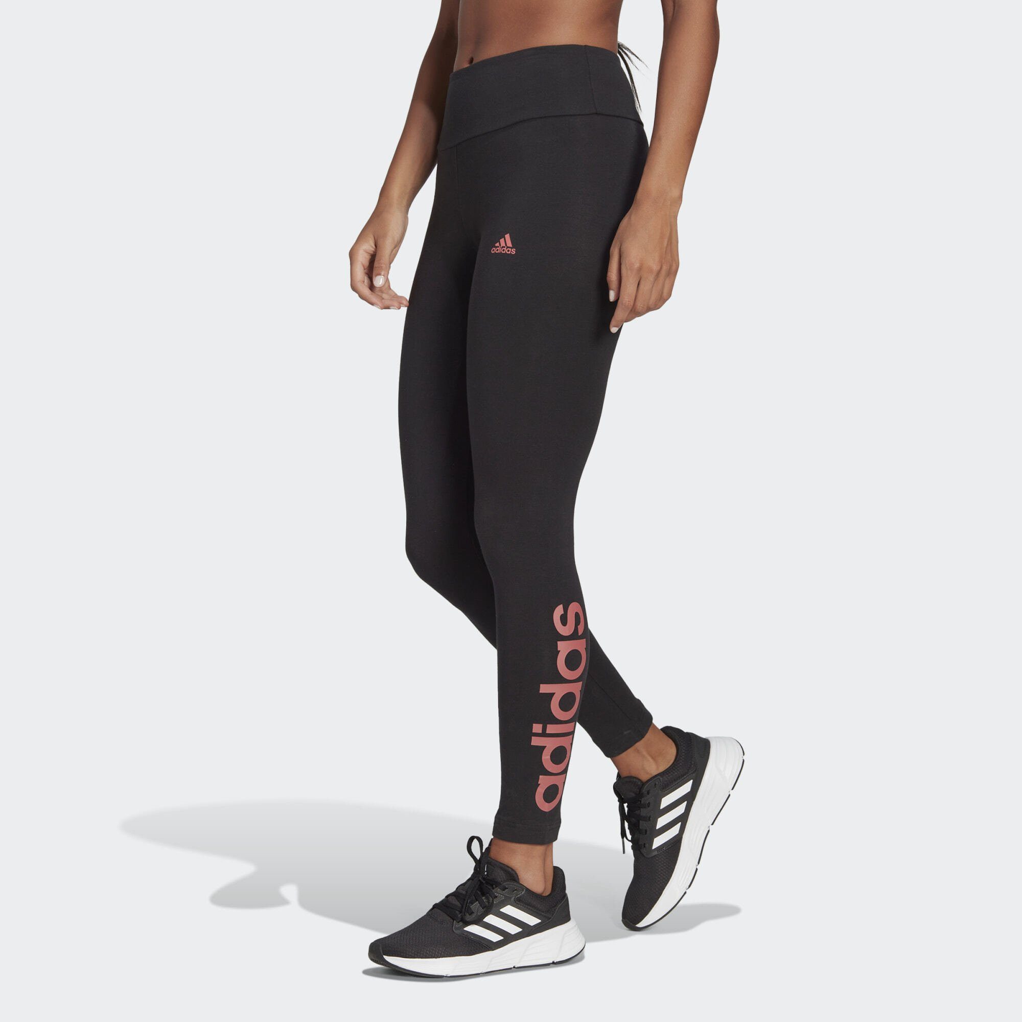 adidas Sportswear Leggings ESSENTIALS HIGH-WAISTED LOGO LEGGINGS Black / Wonder Red