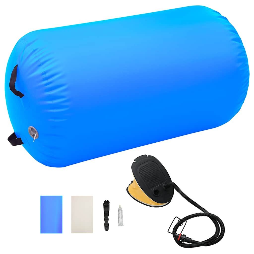 vidaXL Pilatesrolle Aufblasbare Gymnastik-Rolle mit Pumpe 100x60 cm PVC Blau