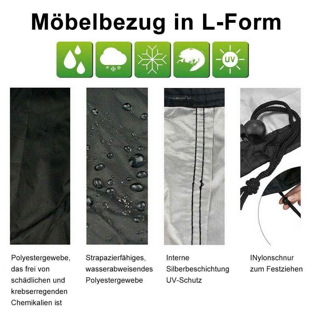 BTTO Gartenmöbel-Schutzhülle L-Förmige Gartenmöbel Abdeckung Gartenmöbel Schutzplane, Schutzhülle Abdeckplane Schutzhülle Plane Abdeckung – Bild 3 von 5