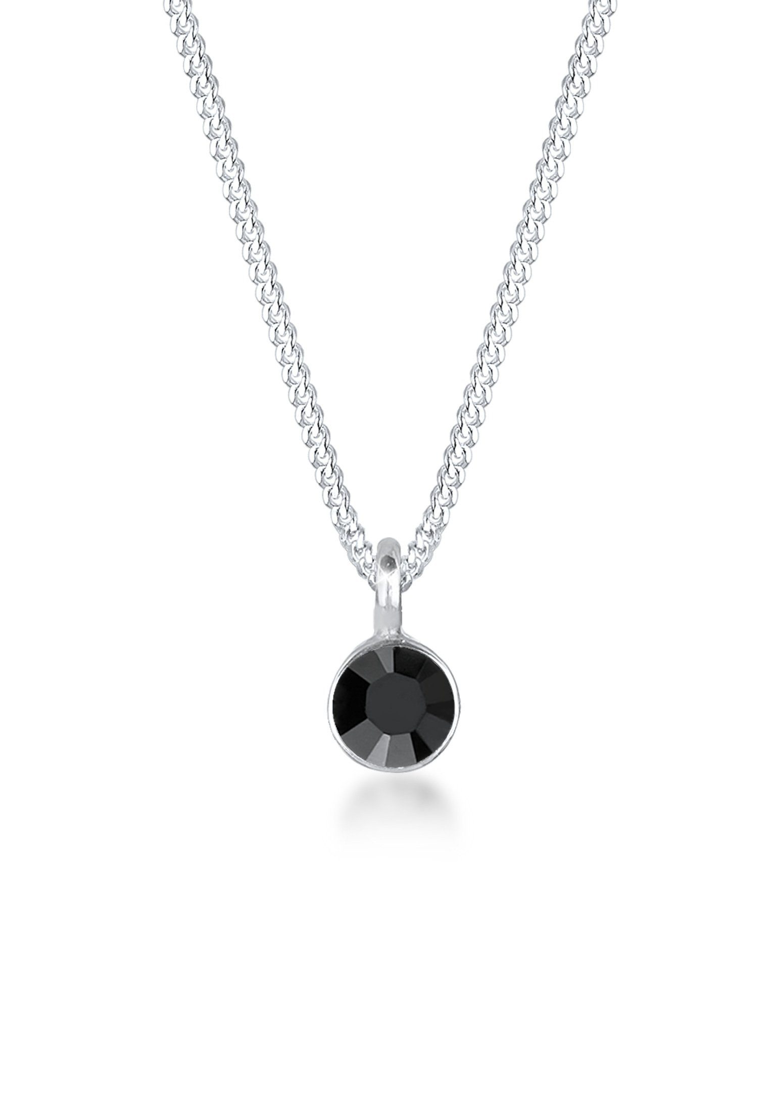 Elli Kette mit Anhänger Solitär Glas Kristalle Schwarz 925 Sterling Silber günstig online kaufen