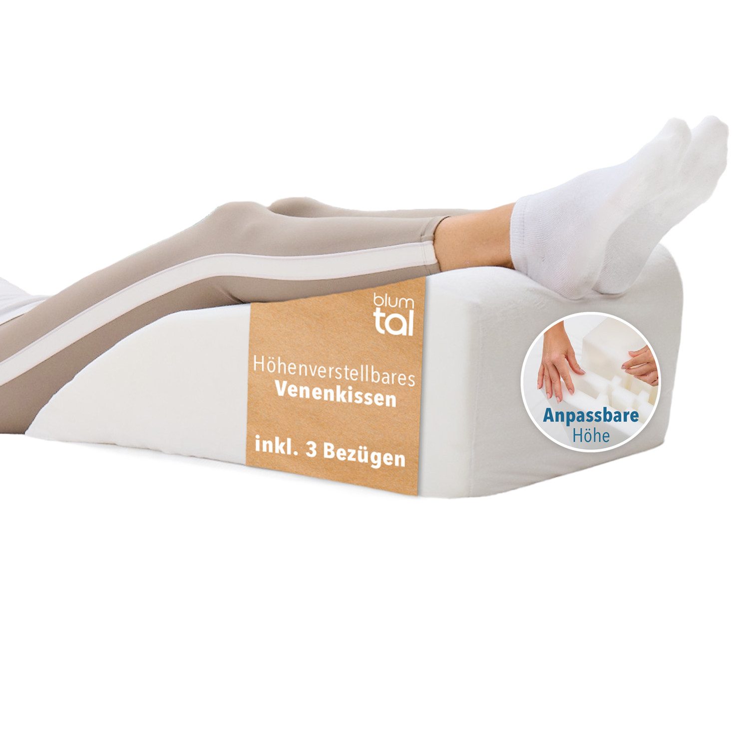 Blumtal Venenkissen Ergonomisches höhenverstellbares Venenkissen, Beinkissen gegen schwere Beine - erhältlich in zwei Farben