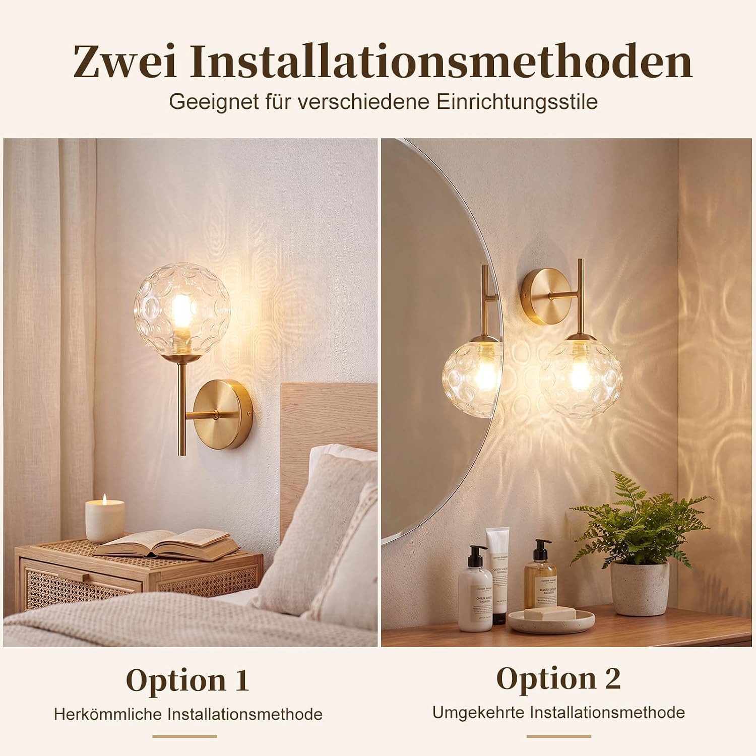 ZMH Wandleuchte T-förmige Wandlamp in Gold-Optik, klares Glas, Augenschutz, ohne Leuchtmittel, Goldene Kugelglas, G9-Fassung, sanftes dekoratives Licht.