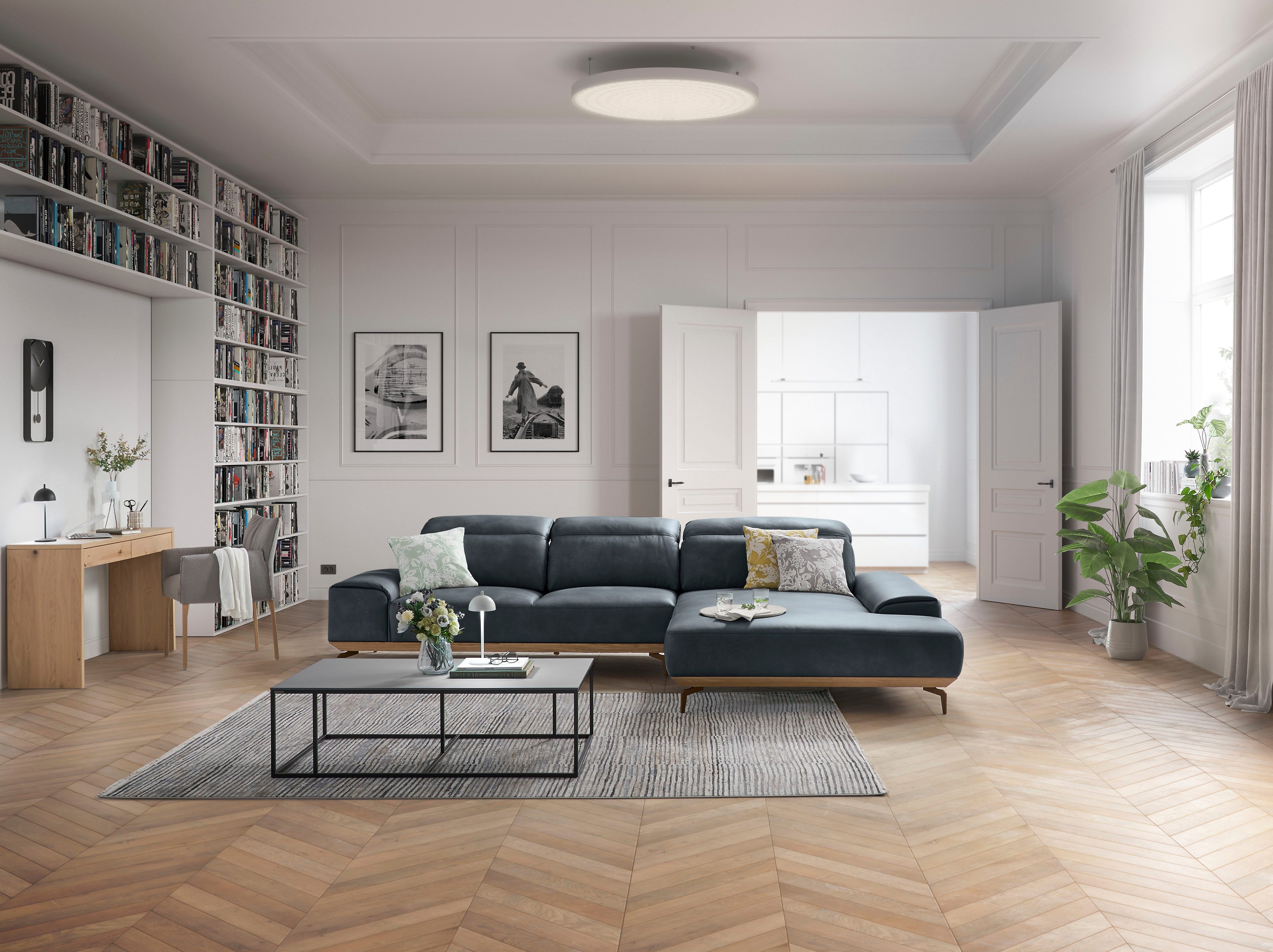 Musterring Wohnlandschaft MR 2490 Ecksofa mit erstklassigem Sitzkomfort, Long-Life-Leder, Bronze-Fuß, Sitzhöhe 48cm, wahlweise mit Funktionen, Maße 342 x 207 cm