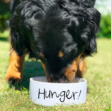 Cadouri Futternapf HUNGER! Design-Hundenapf, Futterschüssel für Hunde, Keramik, lebensmittelechter, schwerer Napf mit Motiv, 1000 ml