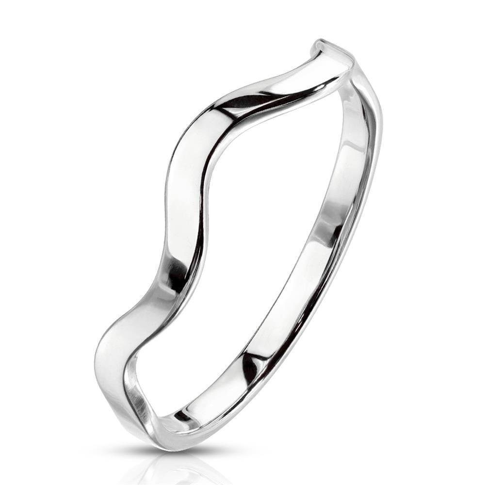 BUNGSA Fingerring Ring Wellendesign Edelstahl Damen silber 49 (15.6) (Ring, 1-tlg), Frauen Mädchen