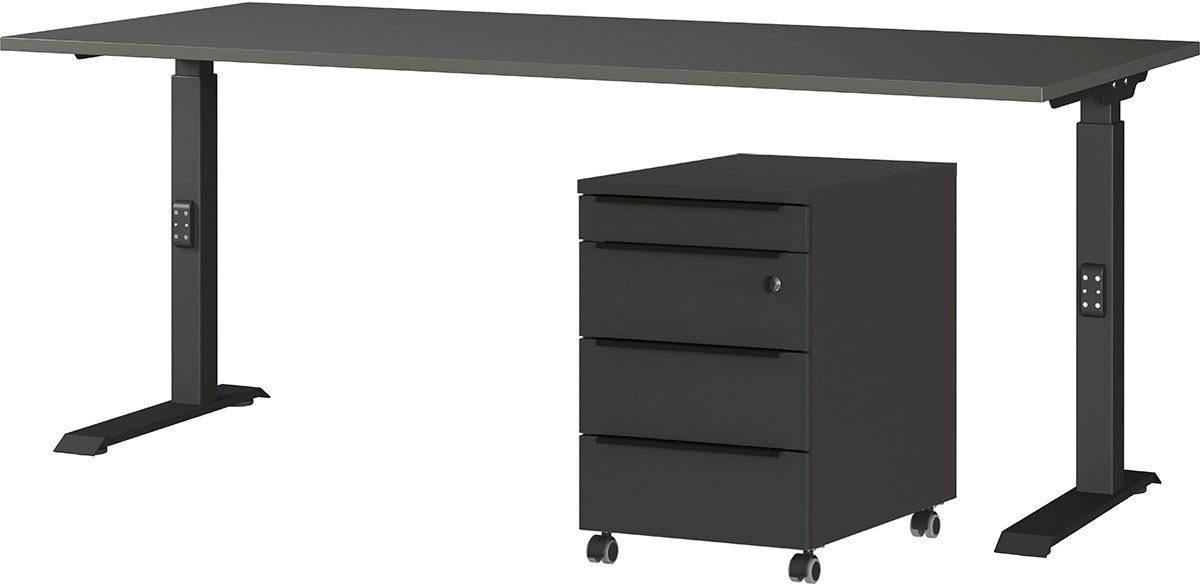 GERMANIA Büromöbel-Set Mailand, (2-tlg), inkl. Schreibtisch und Rollcontainer