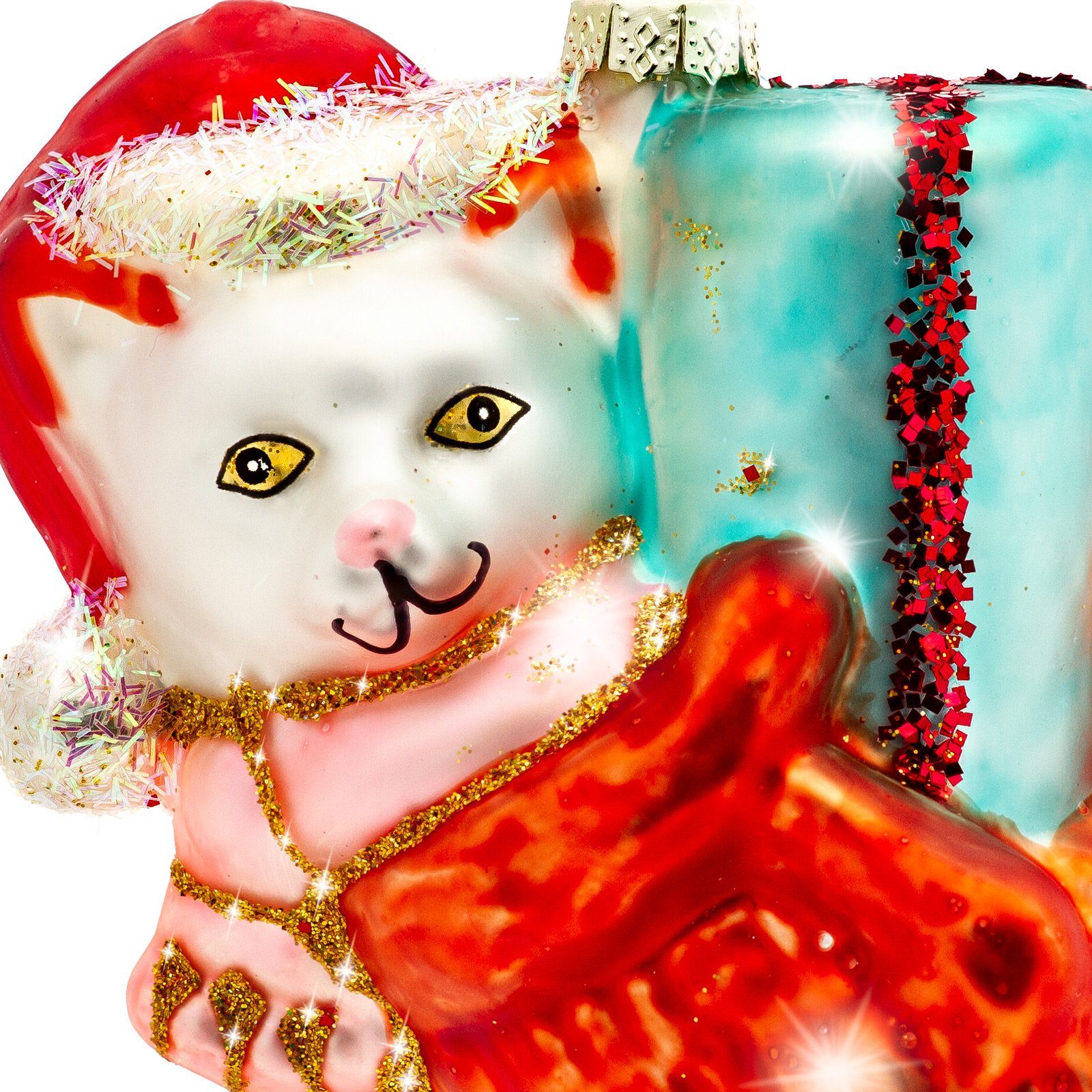 BS478 Katze Figur Anhänger Christbaumschmuck Glas Christbaumschmuck SIKORA Weihnachtsbaum