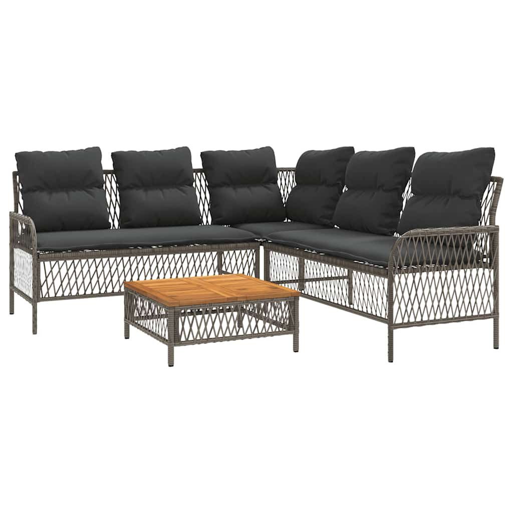 vidaXL Gartenlounge-Set 2-tlg. Garten-Sofagarnitur mit Auflagen Poly Rattan Grau, (1-tlg)