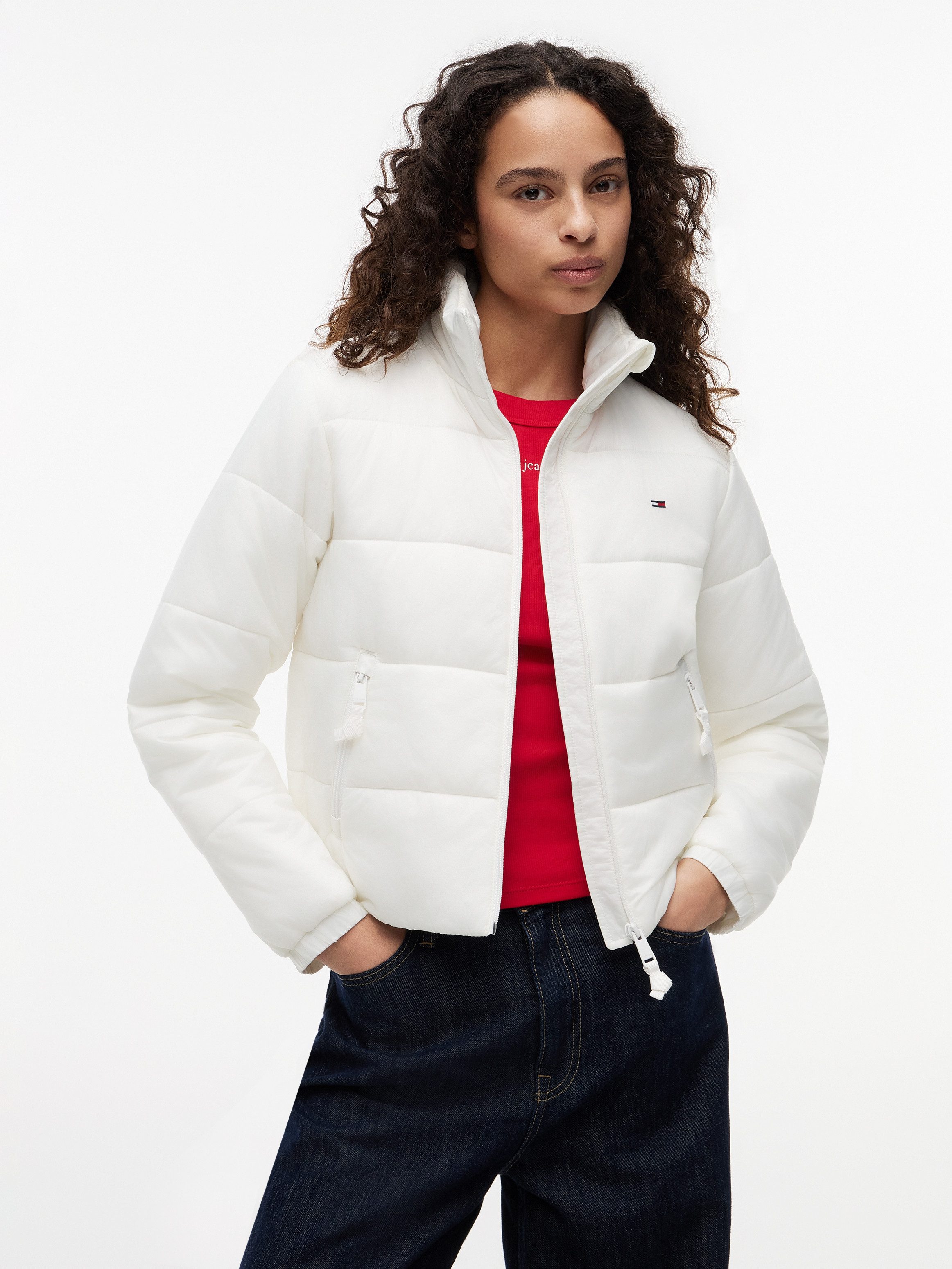 Tommy Jeans Steppjacke TJW REG PADDED JACKET Steppware, Reißverschlusstaschen, Stehkragen