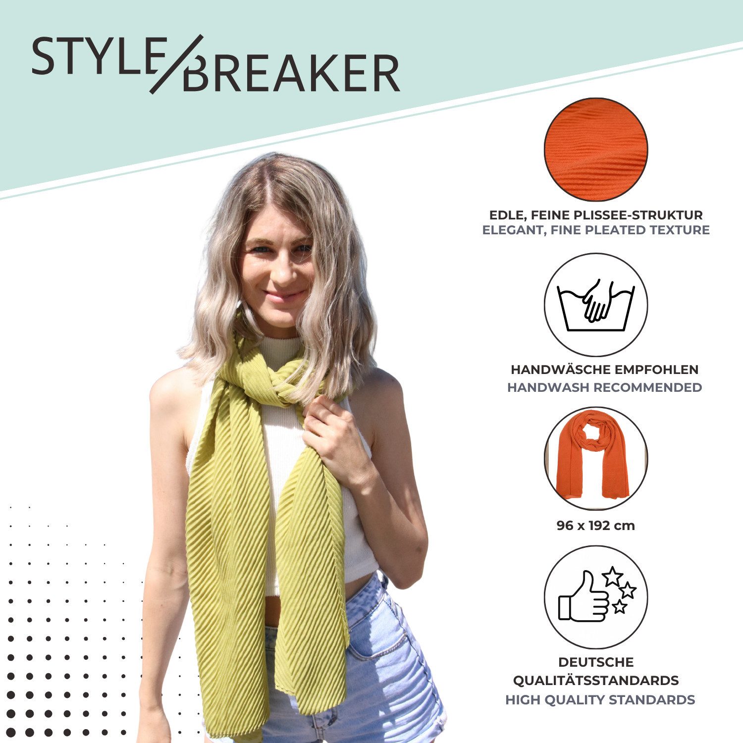 styleBREAKER Modeschal Gekreppter Unifarbener Schal, (1-St)