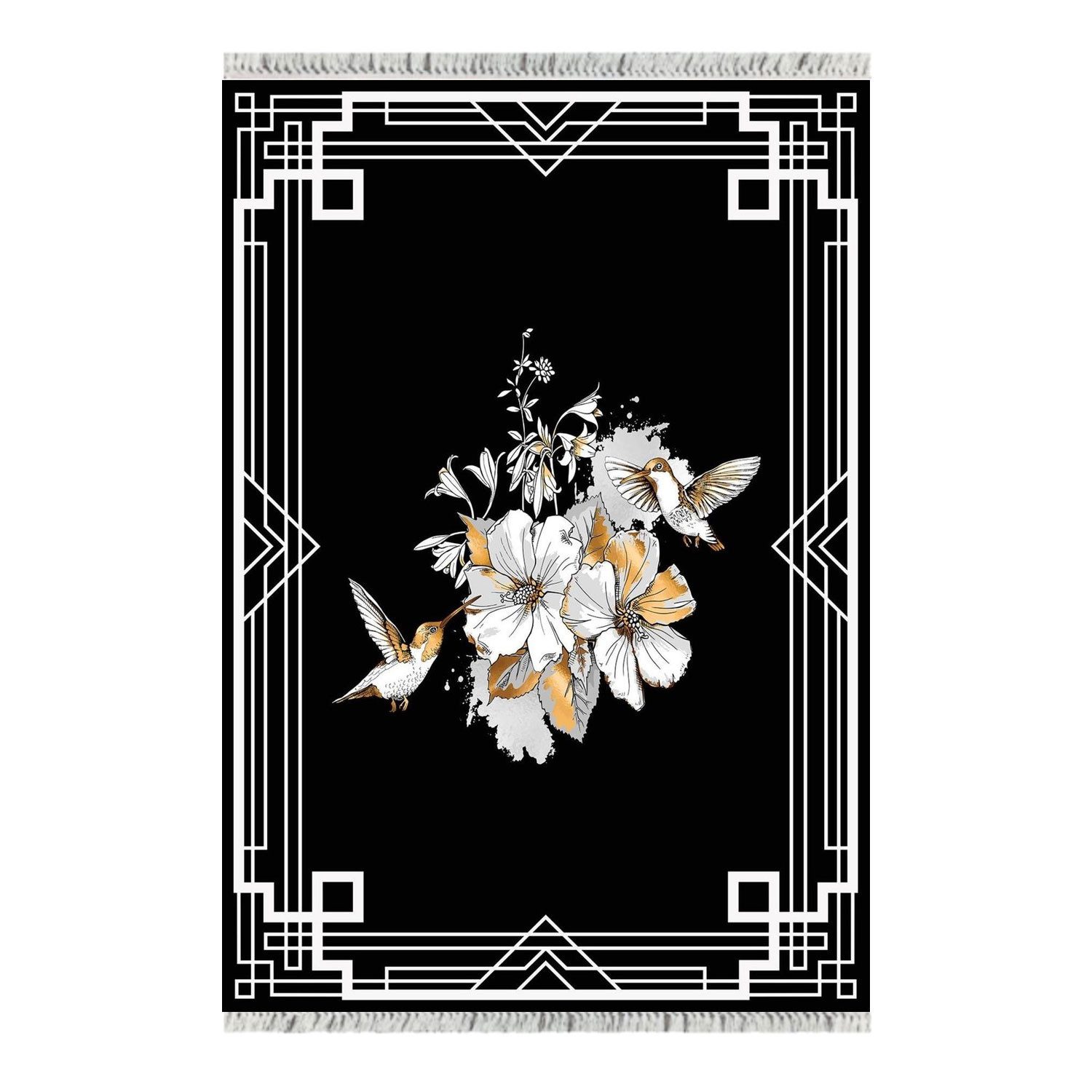 Jungengel Textilien Teppich Black Flower Flach günstig online kaufen