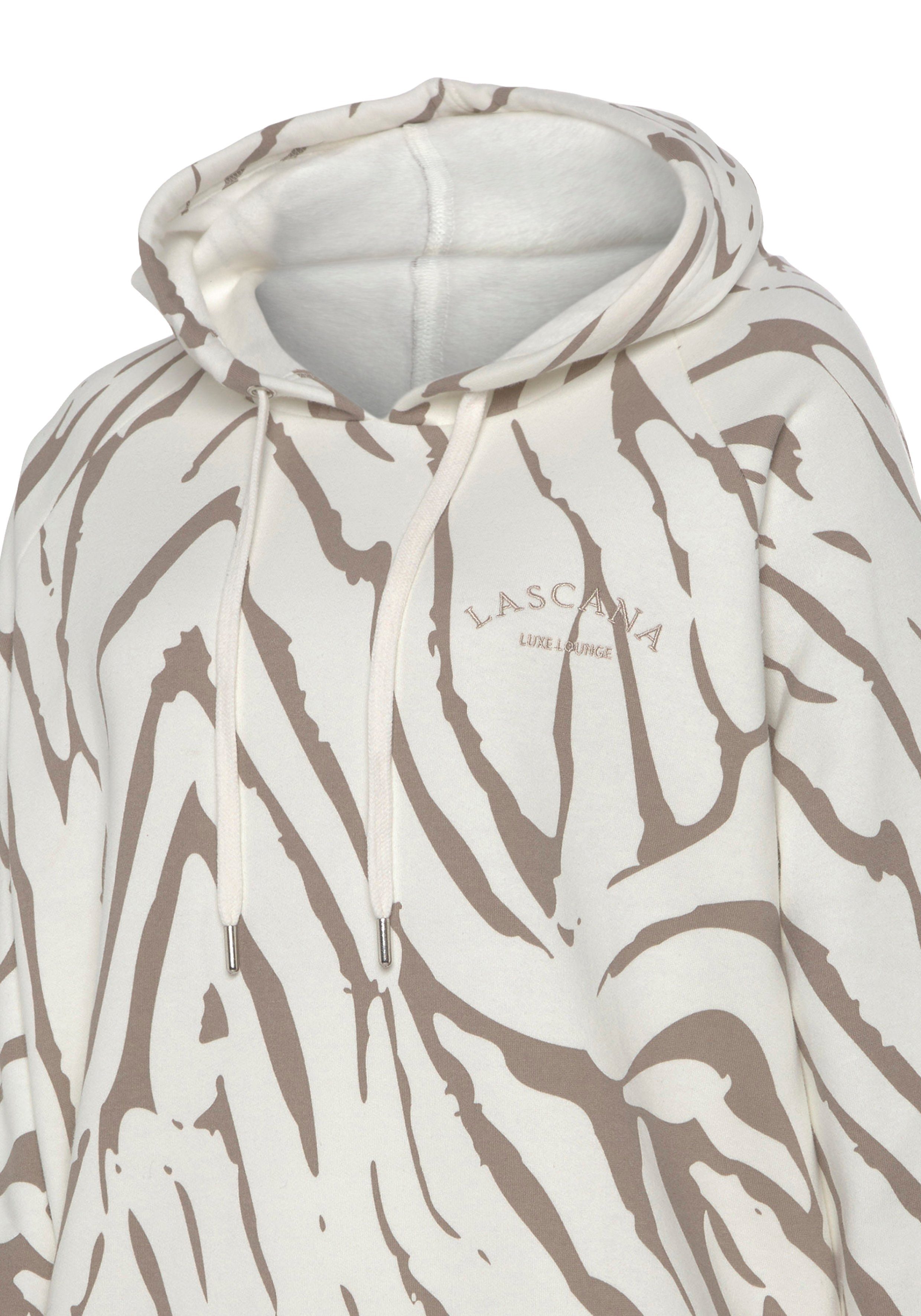 LASCANA Kapuzensweatshirt mit Zebramuster, Loungewear
