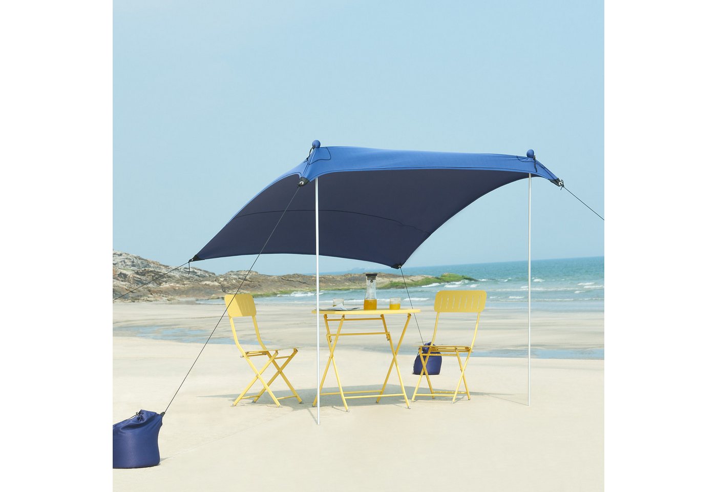 Thumbnail - pro.tec Sonnensegel, (mit Transporttasche), »Bernheze« Strandzelt aus Lycra mit UV-Schutz 2 x 2 x 1,7 m Blau