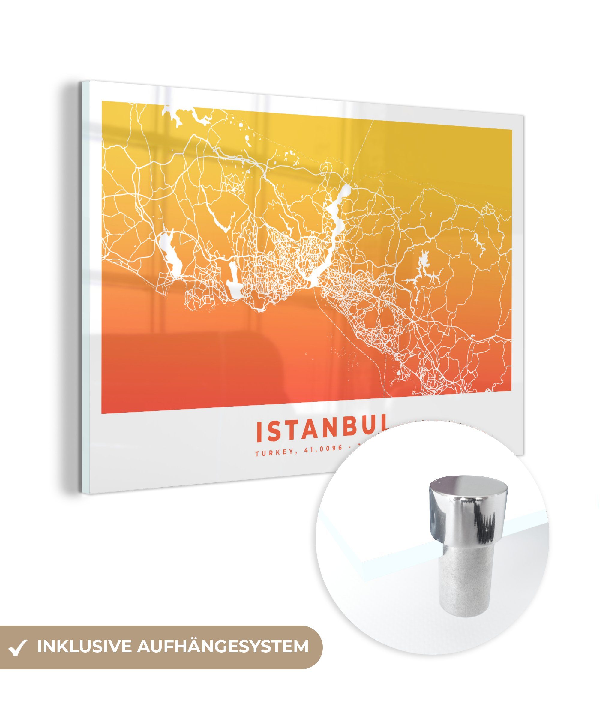 MuchoWow Acrylglasbild Istanbul - Türkei - Stadtplan, (1 St), Acrylglasbilder Wohnzimmer & Schlafzimmer