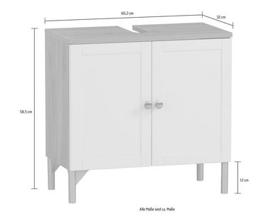 Schildmeyer Waschbeckenunterschrank Jesper Breite 60,2 cm Türen in Landhausoptik, Griff und Beschläge aus Metall