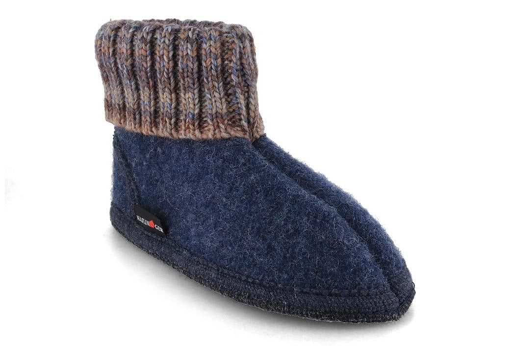 Haflinger Tricoté Kinder Hüttenschuhe Hausschuh mit Feinstrickkragen
