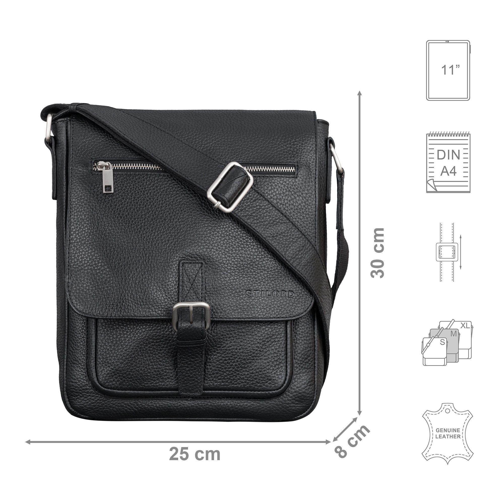 STILORD Schultertasche "Renato" Klassische Ledertasche Herren Umhängetasche Tablet 11 Zoll