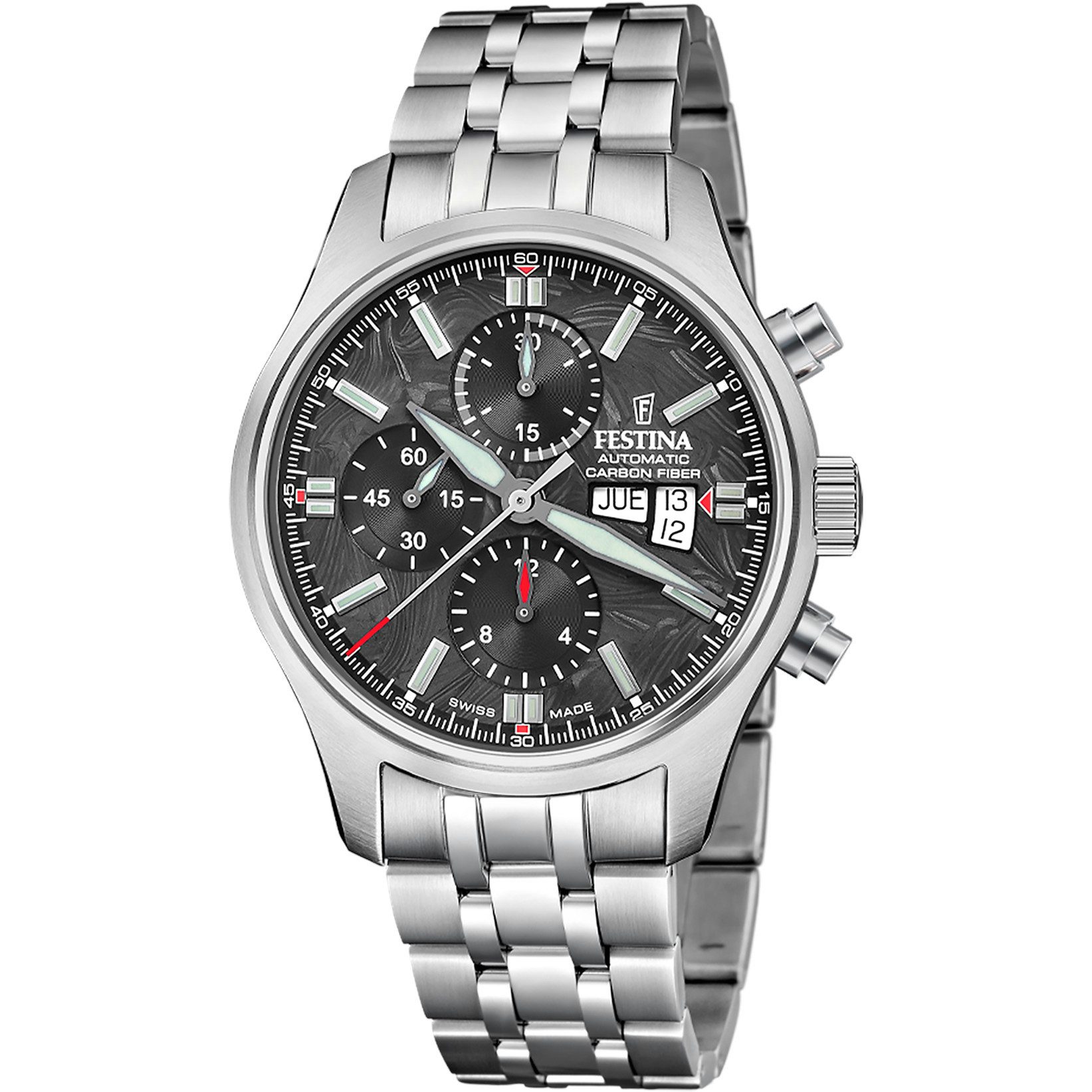 Automatikuhr Chronograph F20158-1 Swiss Made 43,5 mm Edelstahlband Saphirglas