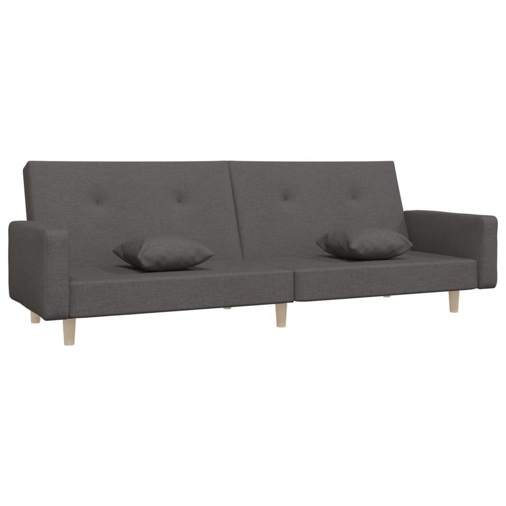 Sofa Stoff Schlafsofa 2-Sitzer Schlaffu 2 Kissen mit vidaXL Schlafcouch Dunkelgrau