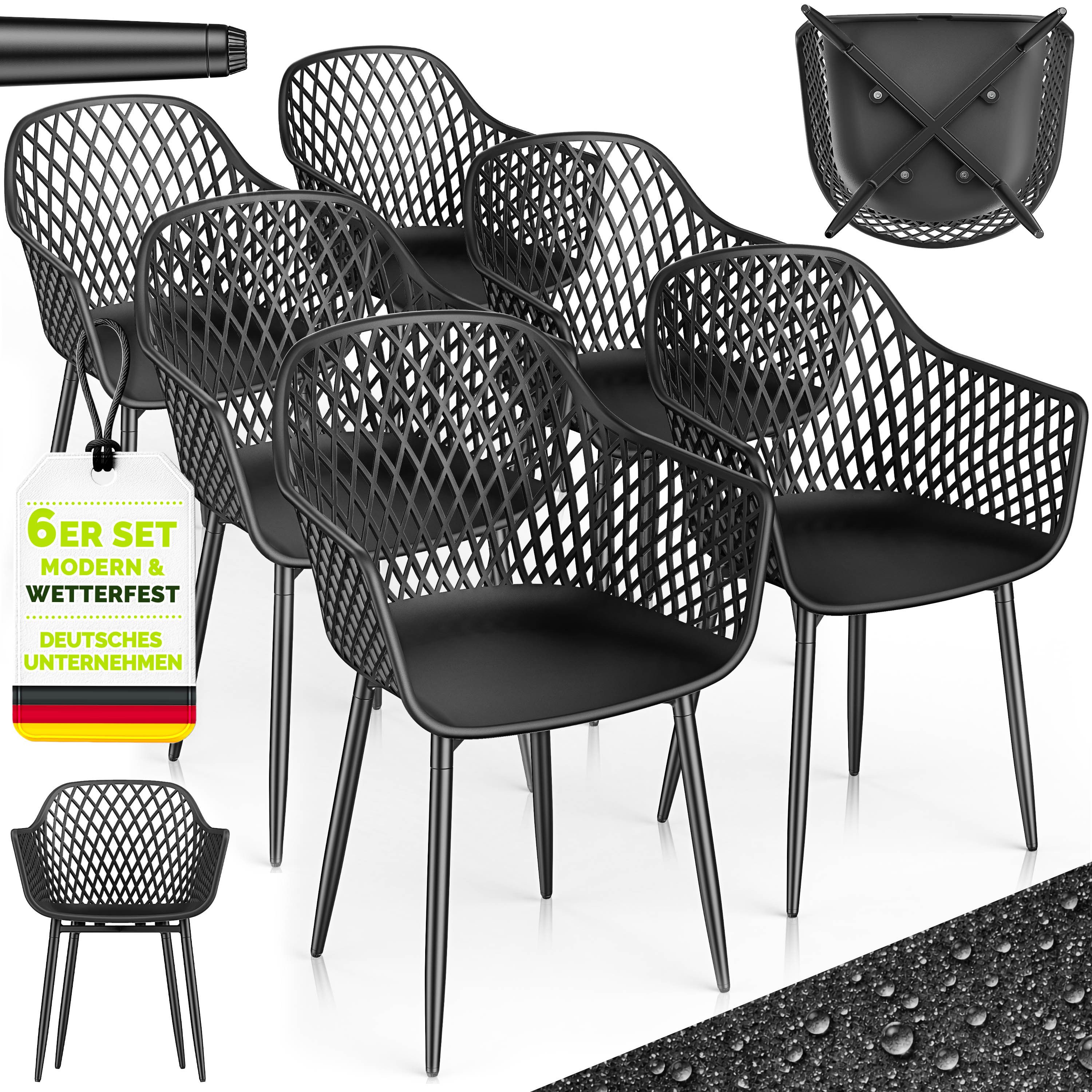tillvex Gartentisch tillvex® Movo Gartenstühle mit Metallfüßen (Gartenstühle UV-beständig Terrassenstuhl Gartenmöbel, 6-St., Terrasse Balkon Outdoor Garten), belastbar