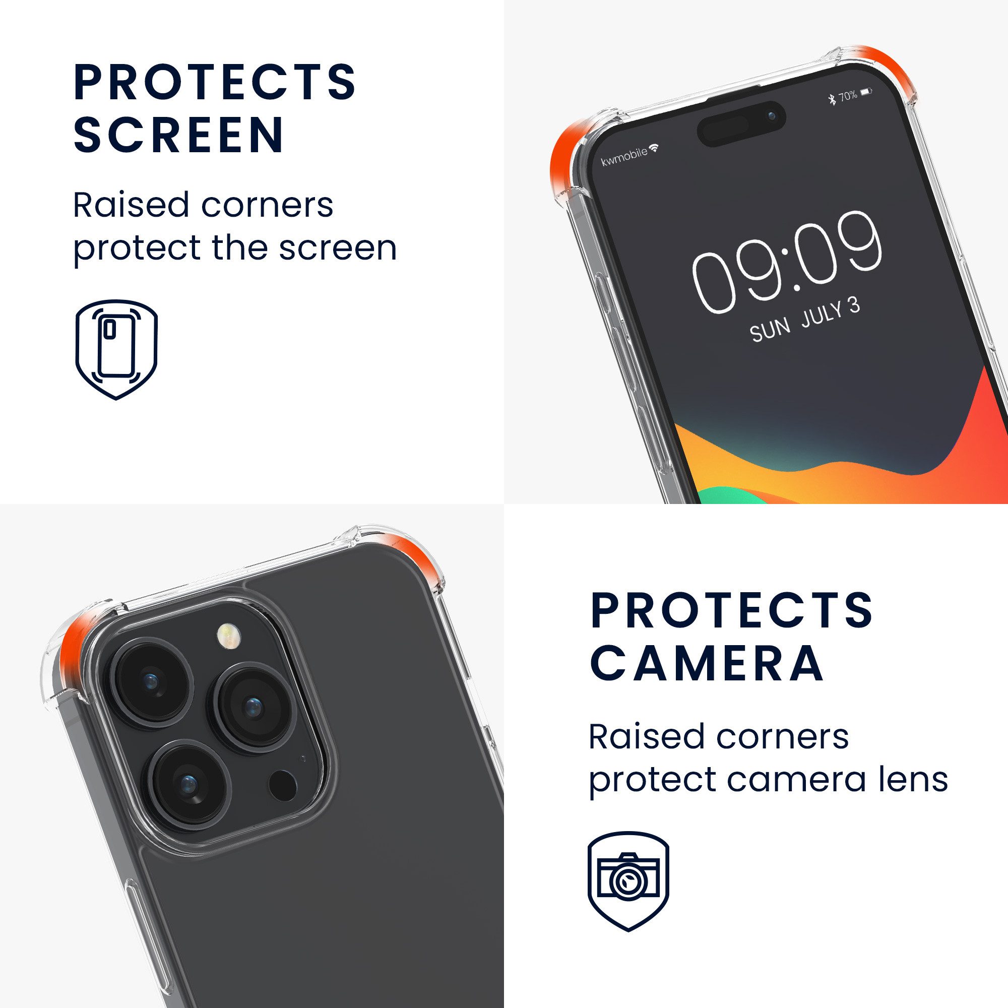 kwmobile Etui Hülle für Apple iPhone 15 Pro, mit Metall Kette zum Umhängen - Silikon Handy Cover Case Schutzhülle