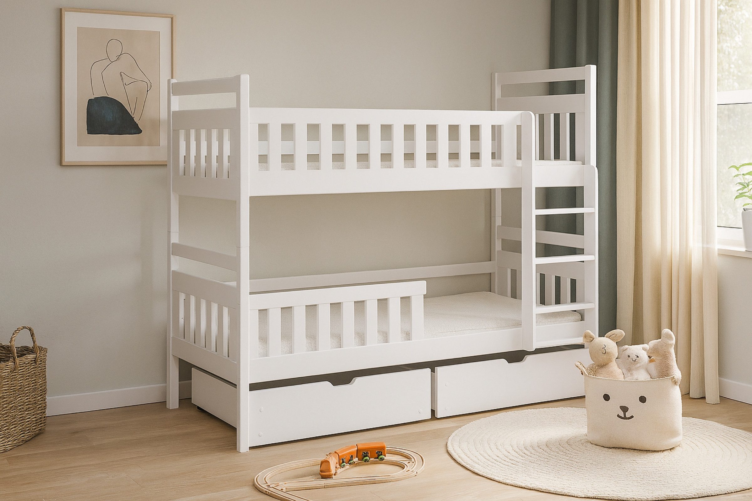 Deine Möbel 24 Etagenbett Kinderbett MICO für 2 Kinder in 90x200, Farben: W günstig online kaufen