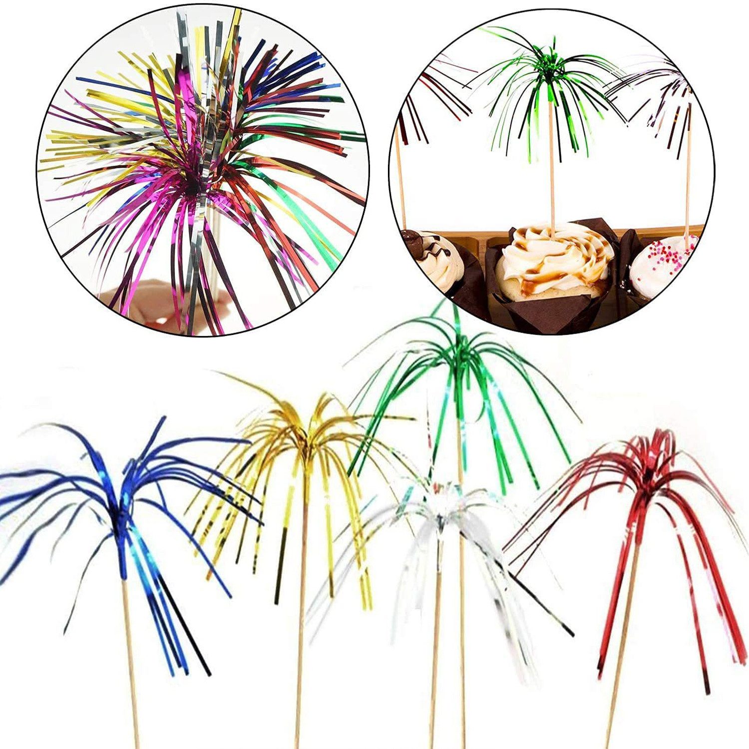 MOPUEA Cocktail-Set Cocktail Deko Schirmchen Strohhalme Party Zubehör, (Bunte Cocktail Dekoration aus Holz und Papier, 150-tlg., Praktisches Party-Accessoire fü – Bild 4 von 5