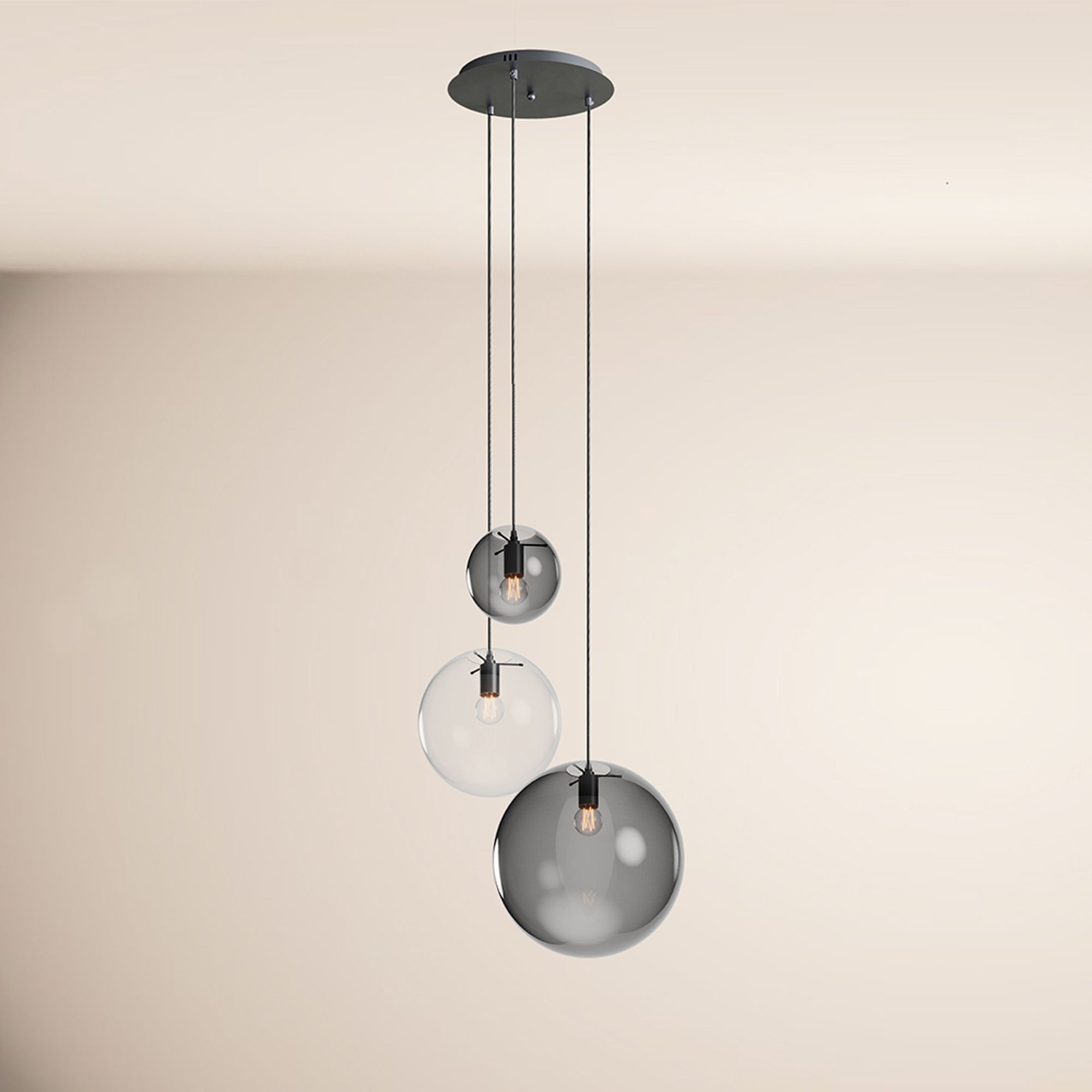s.luce Pendelleuchte Orb 3-flammige Galerieleuchte Modular
