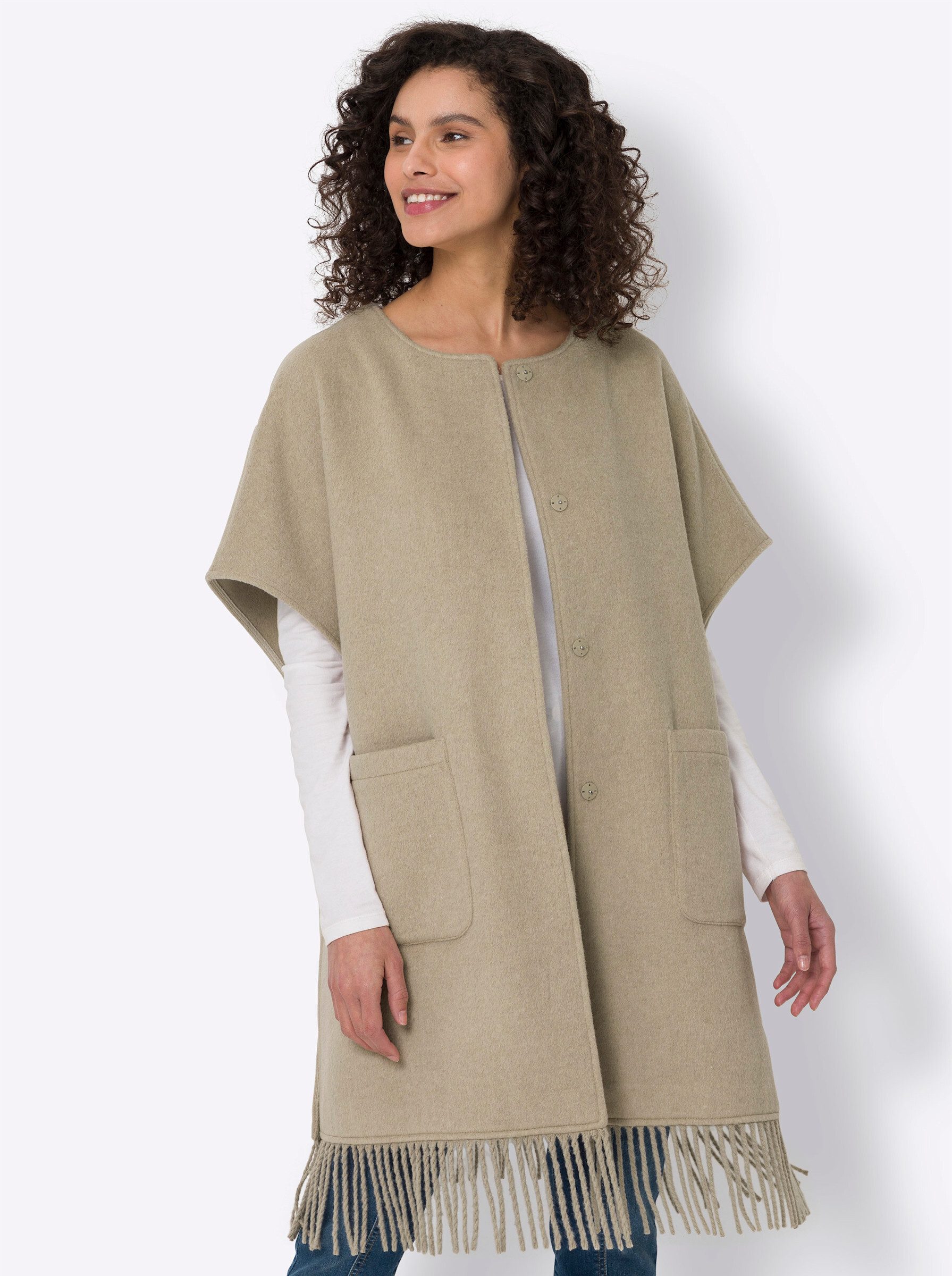 heine Allwetterjacke Cape, Modern überschnittene Schultern
