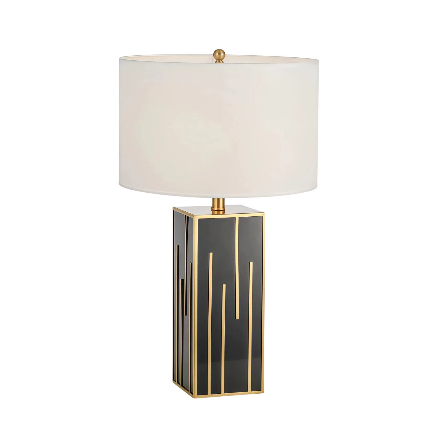 Quality Elegance Nachttischlampe Luxus Tischlampe Schwarz Gold Stoffschirm 65 cm Metall Design, Luxuriöses Schwarz-Gold Design, architektonischer Metallkörper
