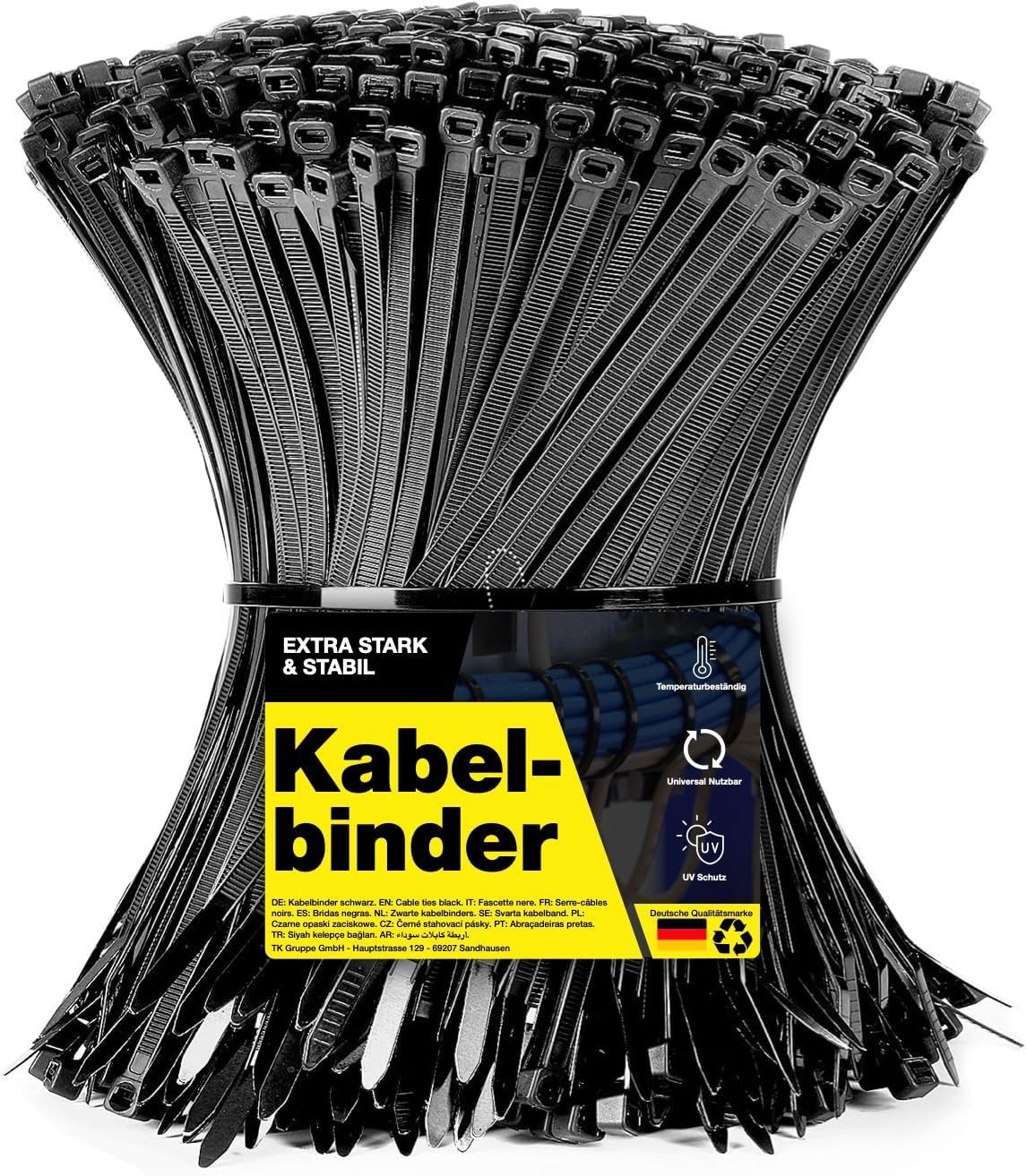 TK Gruppe Электропроводbinder 100x Электропроводbinder schwarz - Zip ties reißfest - diverse Длинаn (100er Set) diverse Длинаn