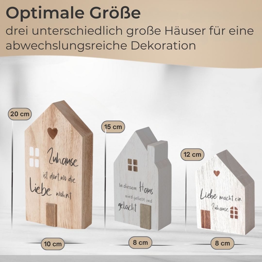 Topanbieter999 Dekoobjekt Holz Deko Häuser mit Sprüchen Set (3 St., 3er Set)