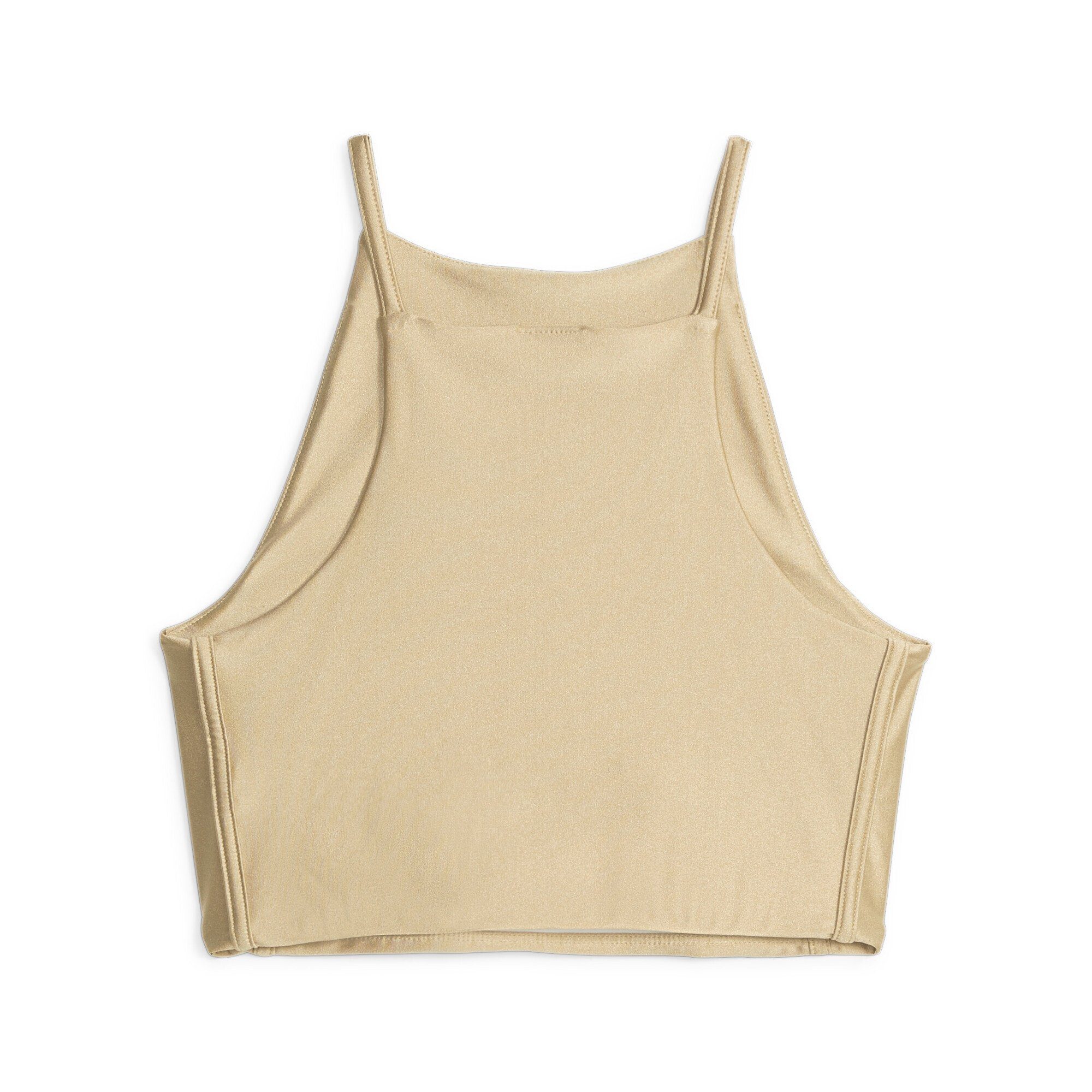 T7 Dune PUMA Damen Crop Shiny Beige Sand T-Shirt Top