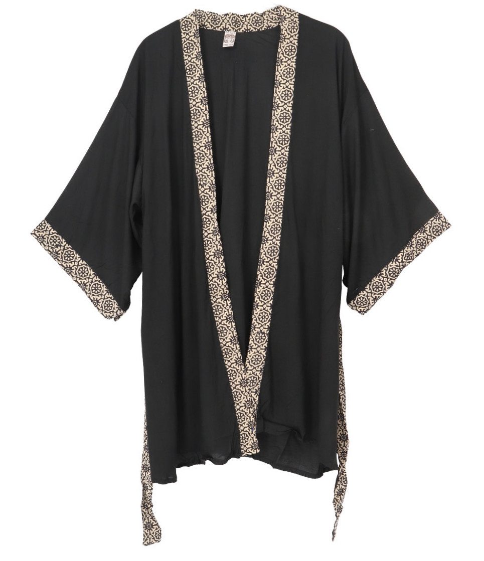 Guru-Shop Kimono Kurzer Kimono, Boho Kimonomantel - schwarz, alternative Be günstig online kaufen