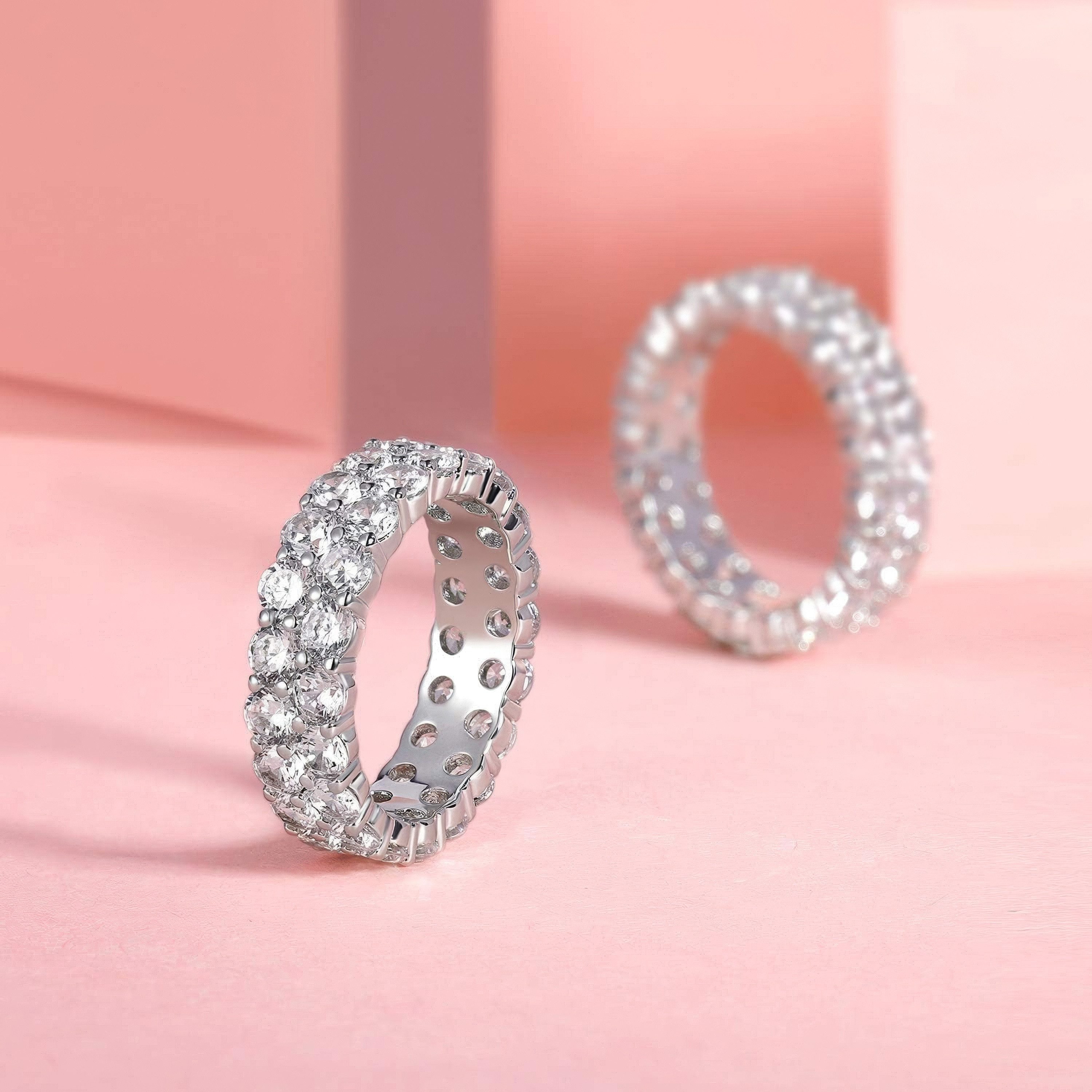 Jumpeak Diamantring Damen 585 Echtgold-Ring, Damen-Diamant-Ring, Lab-Zuchtdiamanten, D/E, VVS/VS, Geschenk zur Kommunion für Mädchen